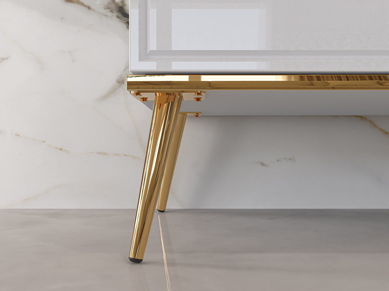 Vitrine Blanc Brillant avec Verre Trempé et Tiroir à Extension Complète – Interrupteur Tactile et Fonctionnalité Droite-Gauche