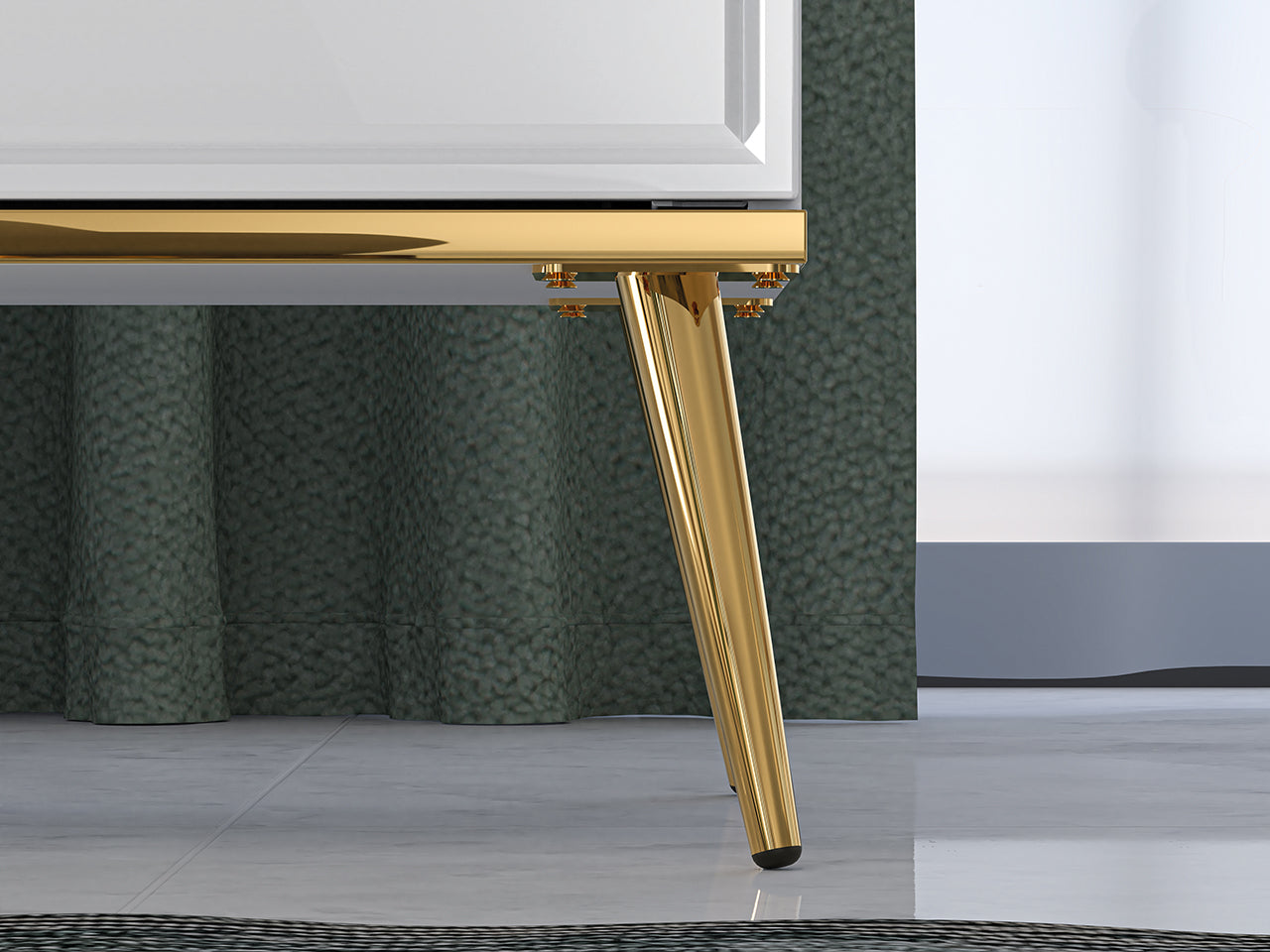 Buffet Blanc Brillant – Tiroir à Extension Complète, Bordure ABS, MDF de Haute Qualité, Résistant à l'Humidité