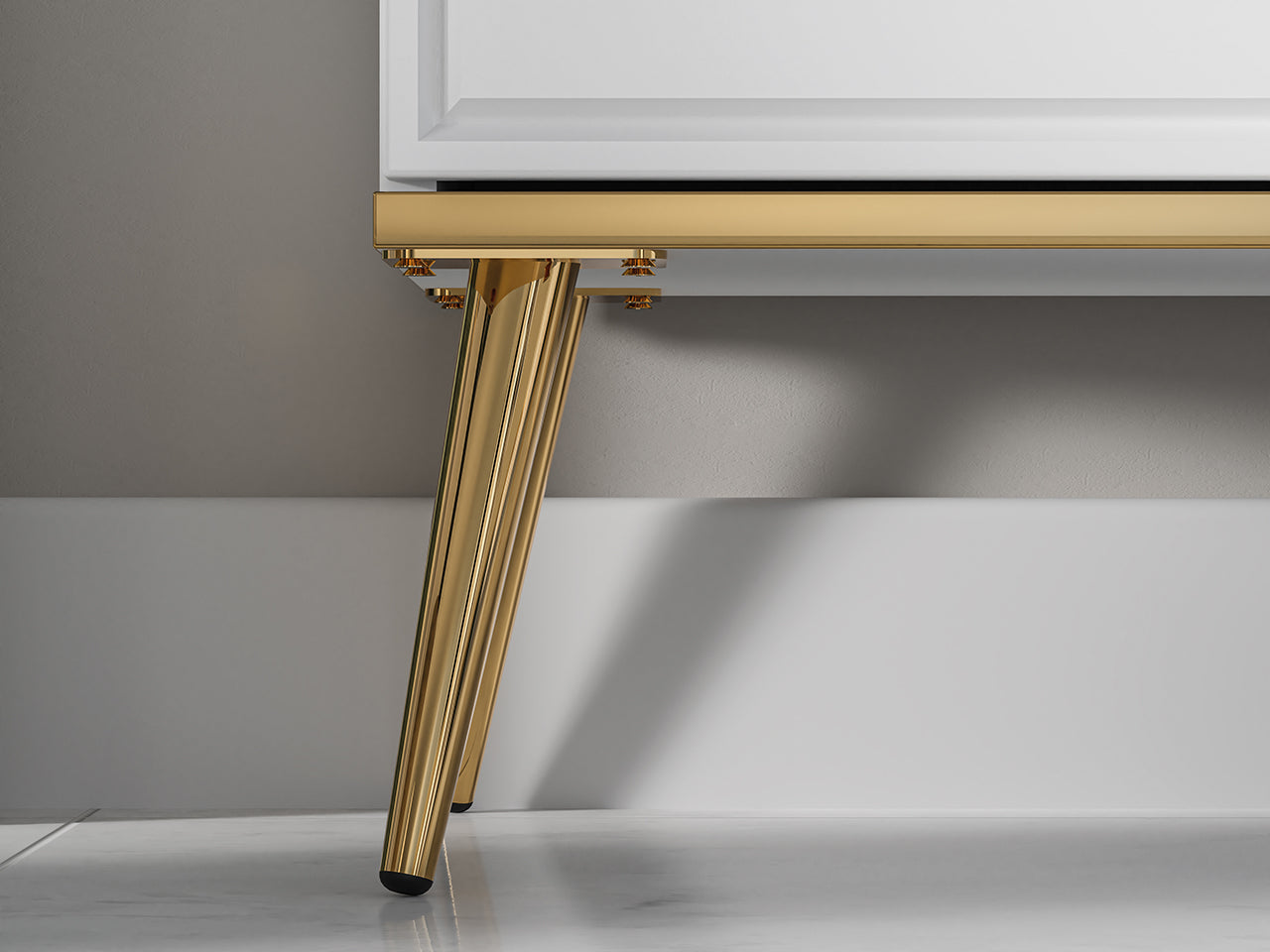 Meuble TV Blanc Brillant – Design Moderne avec Bordure ABS, MDF de Haute Qualité, Résistant à l'Humidité