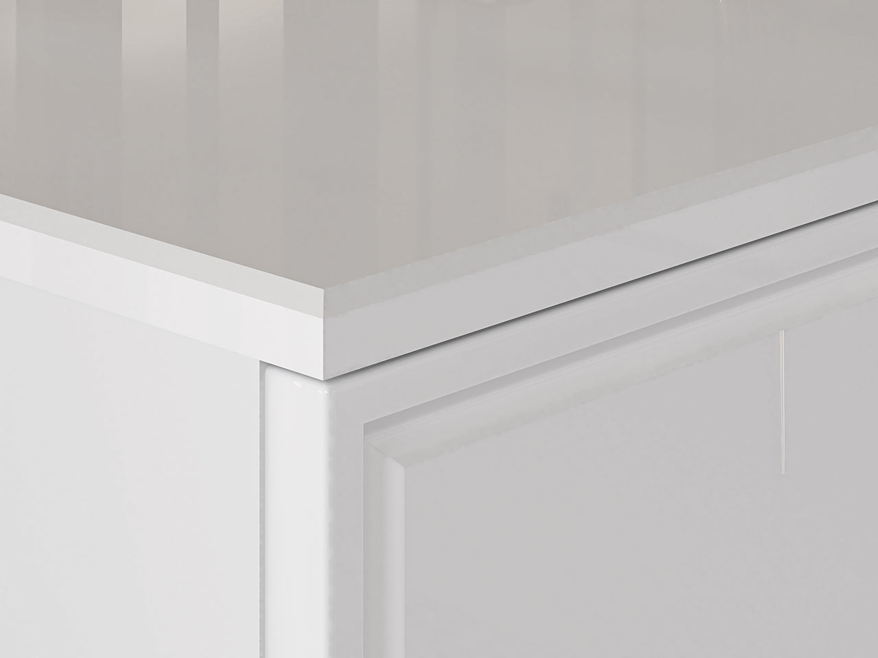 Meuble TV Blanc Brillant – Design Moderne avec Bordure ABS, MDF de Haute Qualité, Résistant à l'Humidité