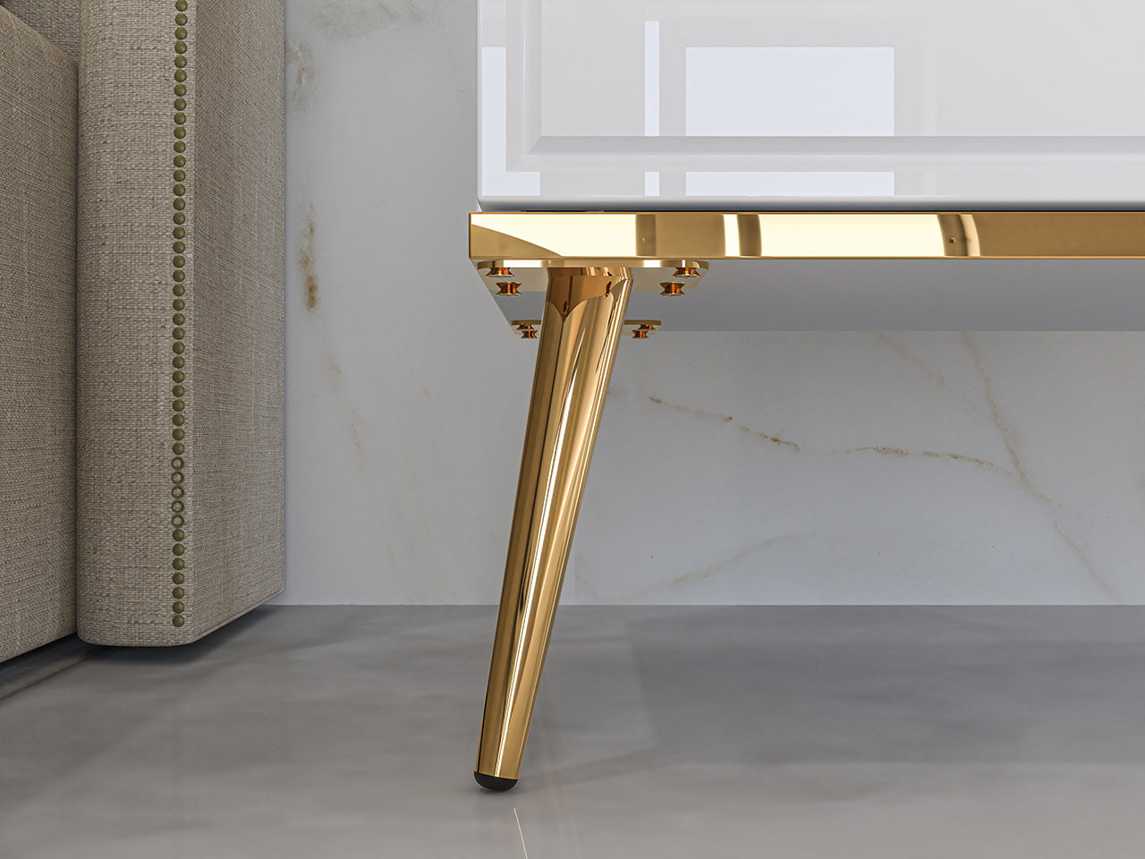 Table de Nuit Blanc Brillant – Design Moderne avec Tiroir à Extension Complète, Bordure ABS et MDF de Haute Qualité