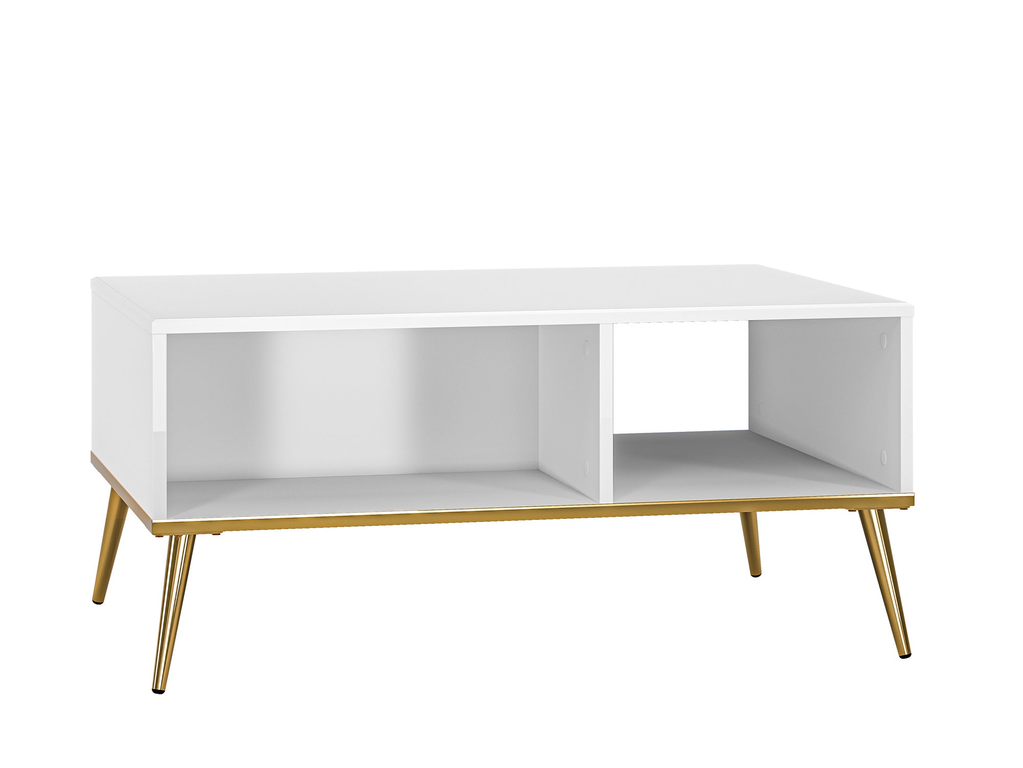 Table Basse Blanc Brillant – Design Moderne avec Bordure ABS, MDF Haut de Gamme et Résistance Accrue