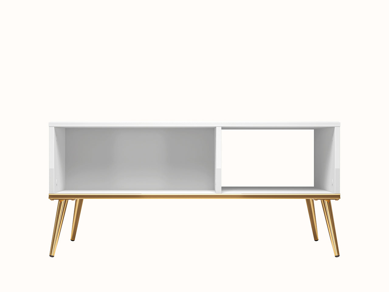 Table Basse Blanc Brillant – Design Moderne avec Bordure ABS, MDF Haut de Gamme et Résistance Accrue