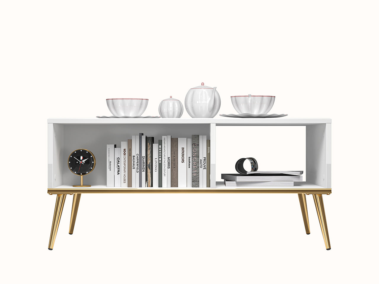 Table Basse Blanc Brillant – Design Moderne avec Bordure ABS, MDF Haut de Gamme et Résistance Accrue