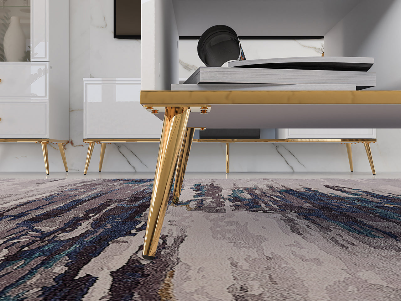 Table Basse Blanc Brillant – Design Moderne avec Bordure ABS, MDF Haut de Gamme et Résistance Accrue