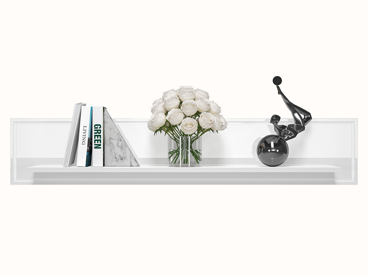 Étagère Moderne Blanc Brillant – Design Élégant avec Bordure ABS, MDF Haute Qualité