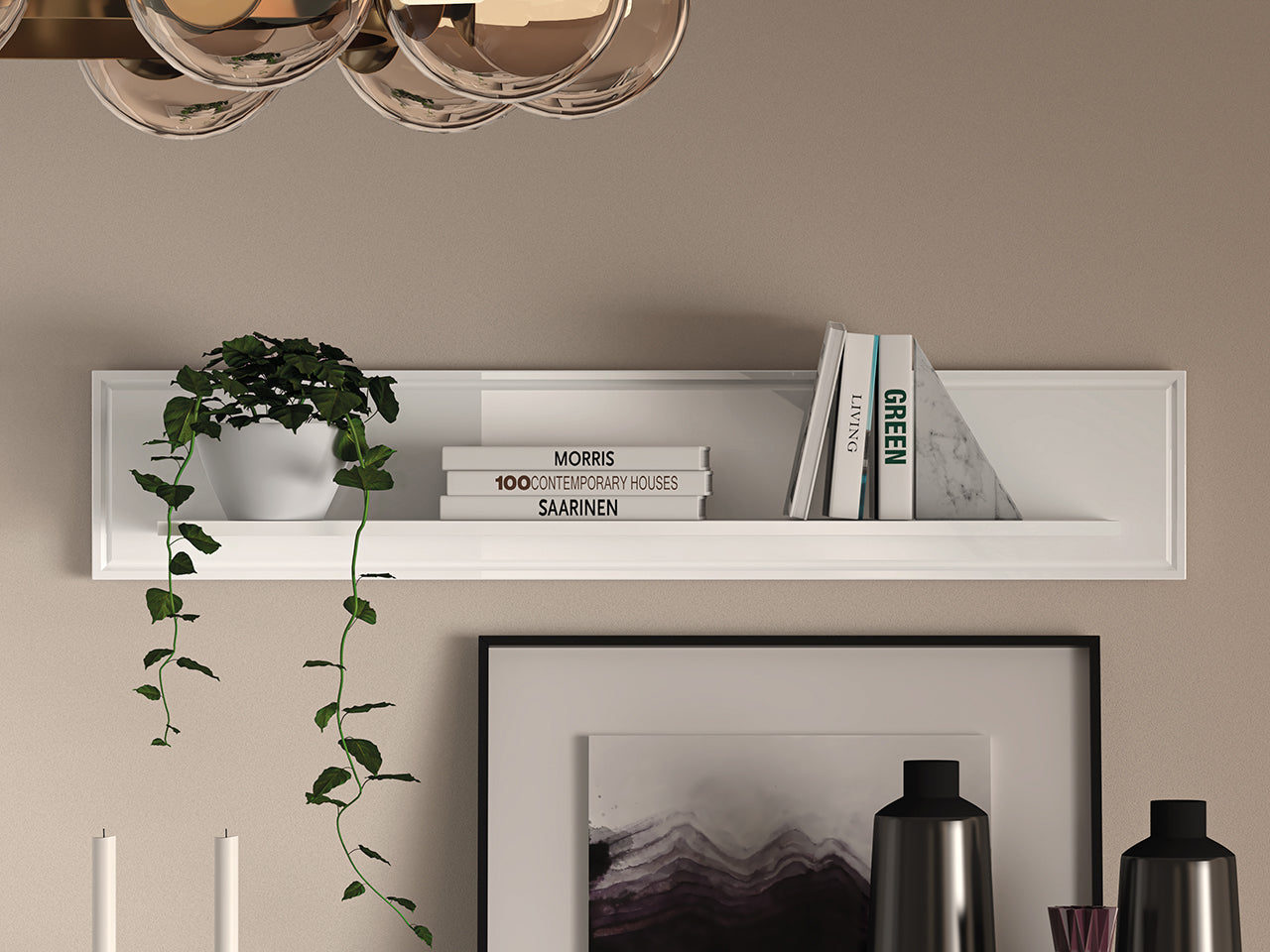 Étagère Moderne Blanc Brillant – Design Élégant avec Bordure ABS, MDF Haute Qualité