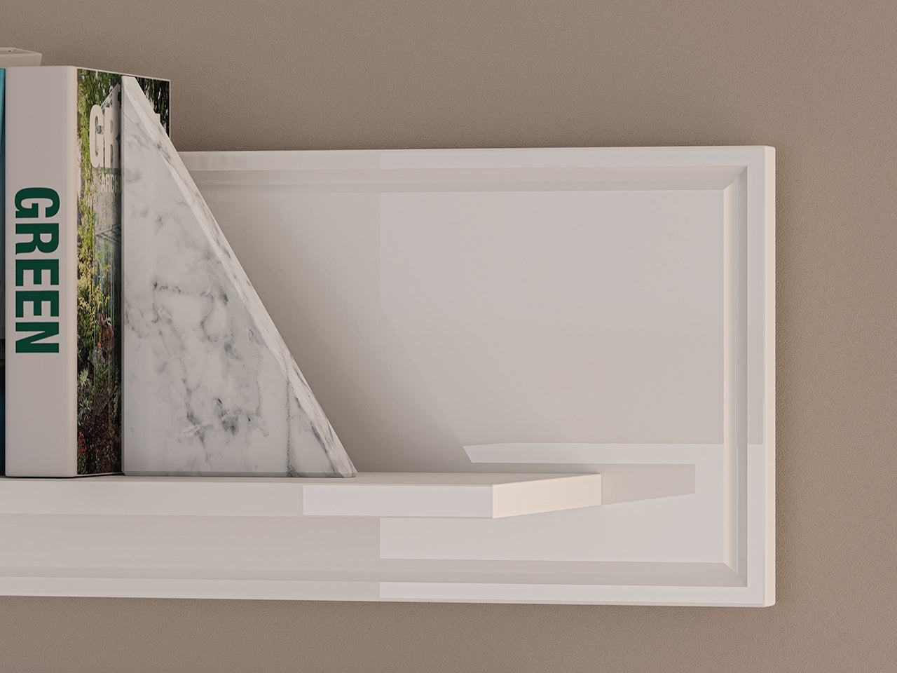 Étagère Moderne Blanc Brillant – Design Élégant avec Bordure ABS, MDF Haute Qualité