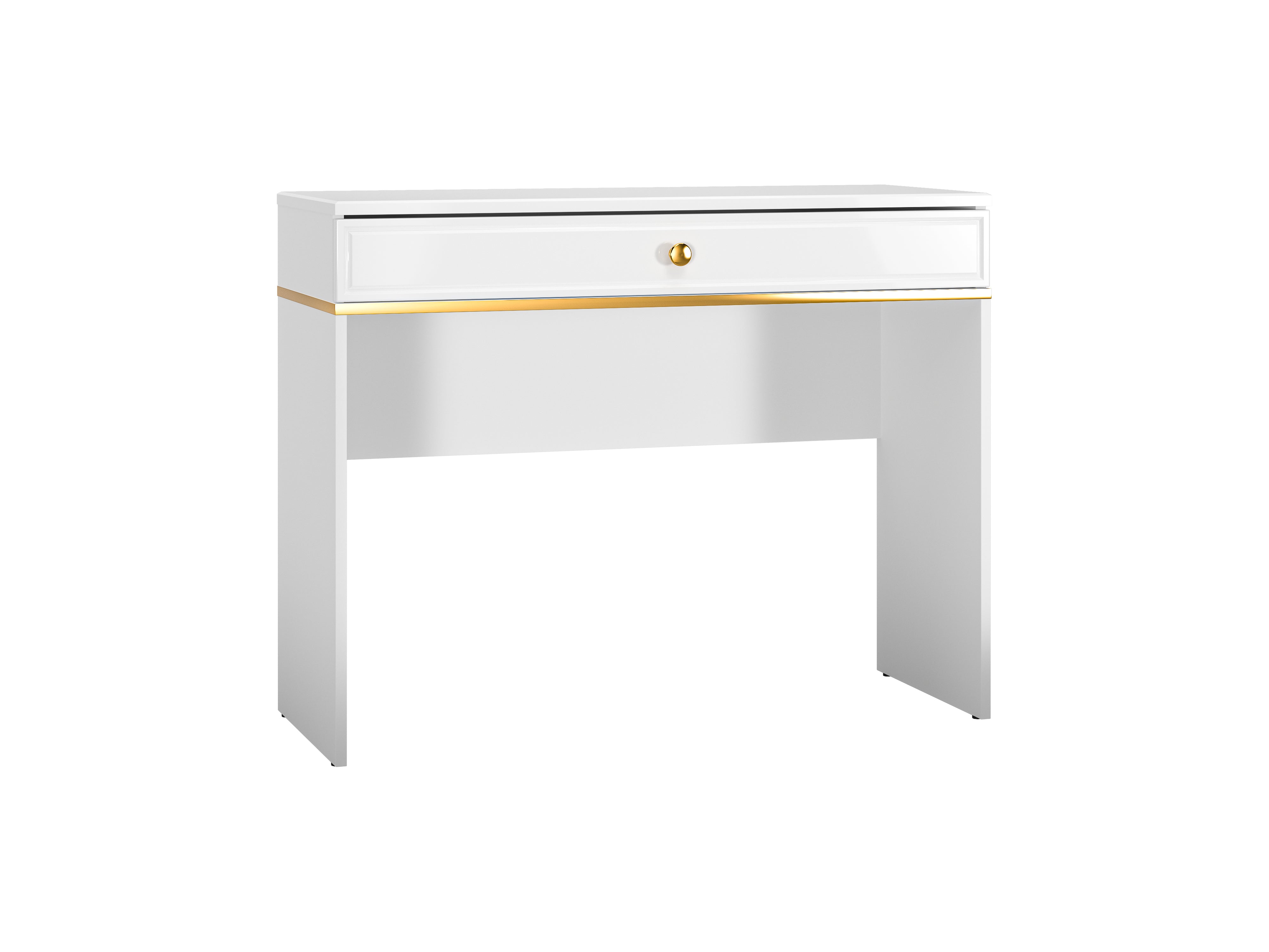 Table de Coiffure Moderne Blanc Brillant – Design Élégant avec Bordure ABS et MDF Haute Qualité