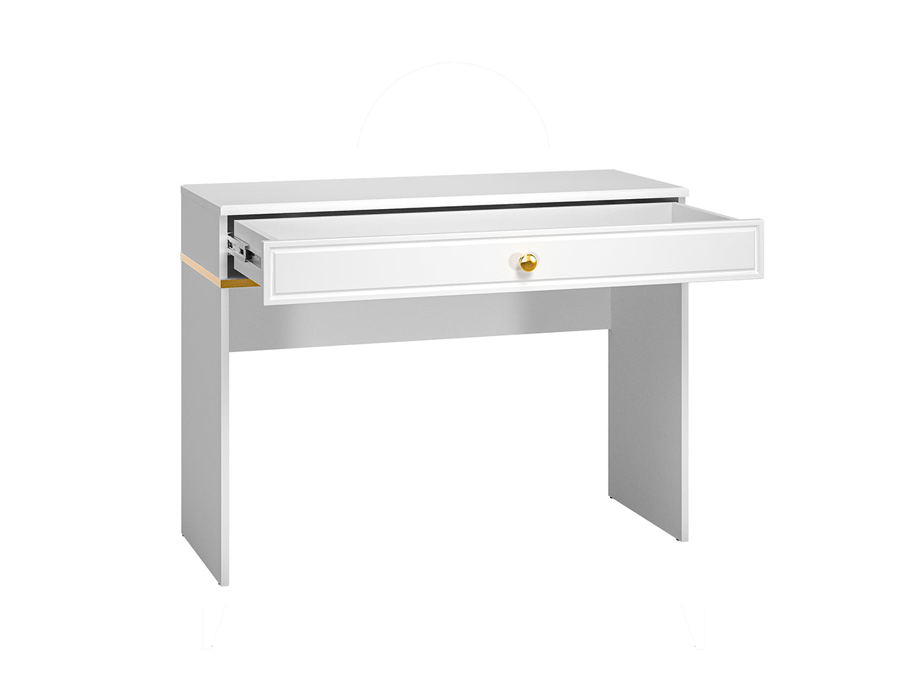 Table de Coiffure Moderne Blanc Brillant – Design Élégant avec Bordure ABS et MDF Haute Qualité