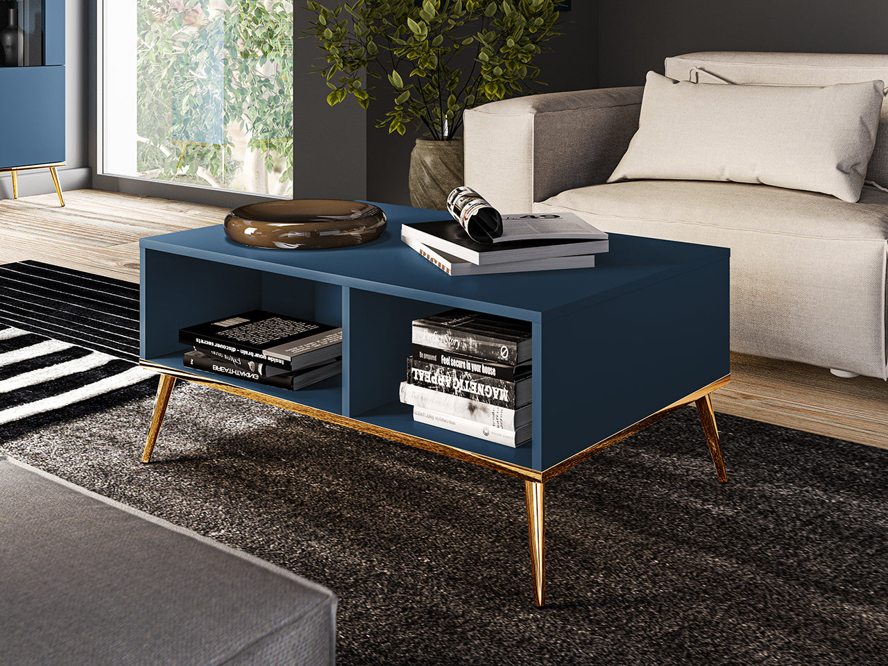 Table Basse Labrador avec Bordure ABS et Pieds Métalliques - Élégance Moderne et Résistance