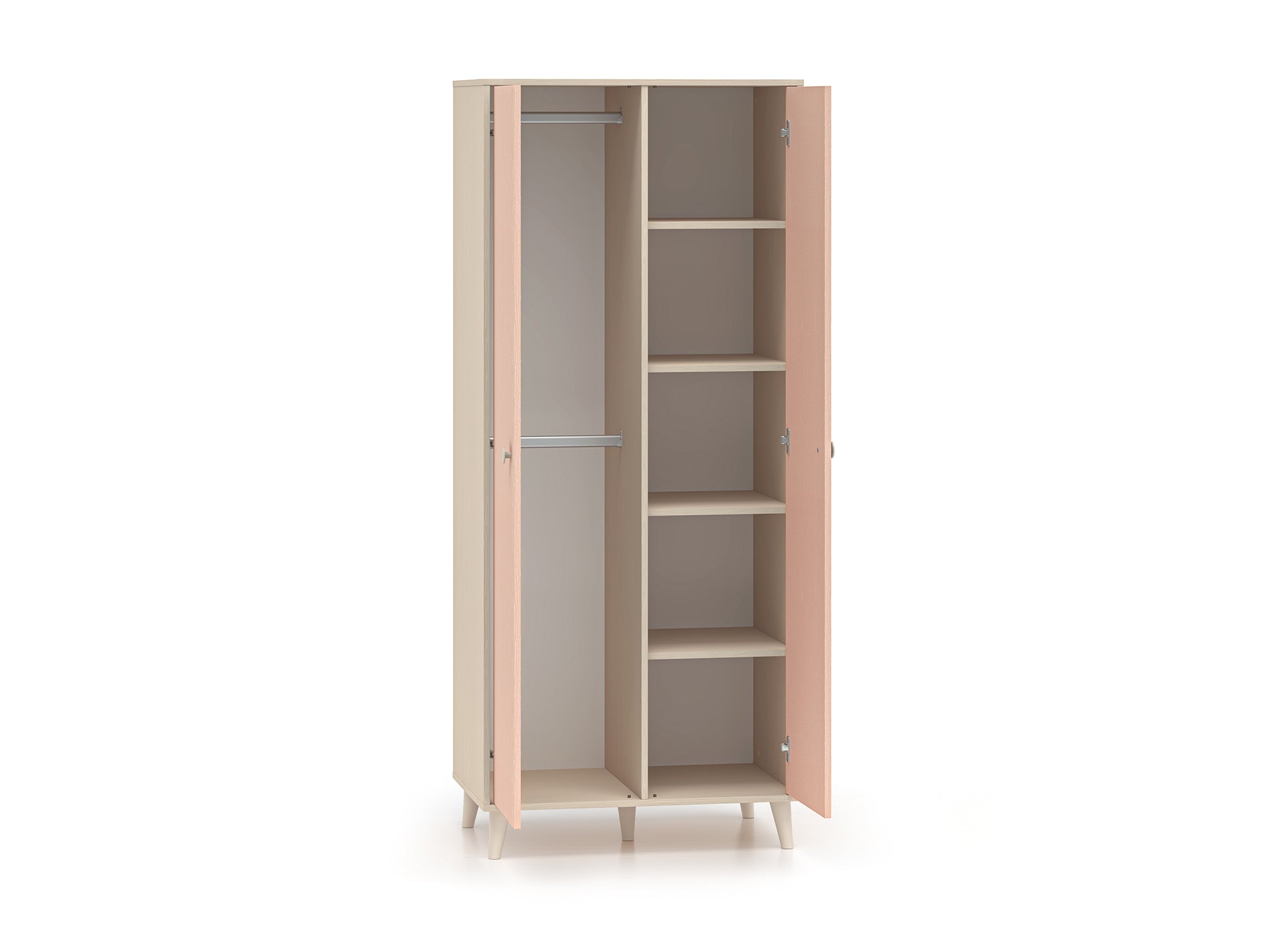 Armoire Contemporaine 190 cm – Finition Haut de Gamme en Rose Millénaire et Sable du Désert – Pratique et Élégante