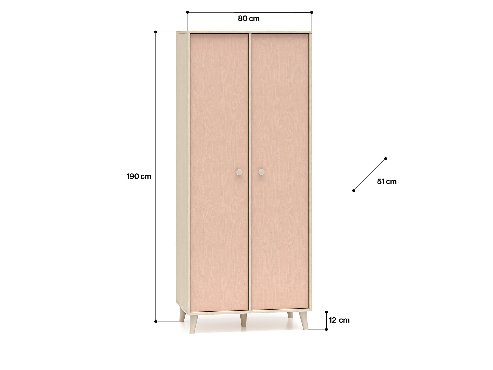 Armoire Contemporaine 190 cm – Finition Haut de Gamme en Rose Millénaire et Sable du Désert – Pratique et Élégante