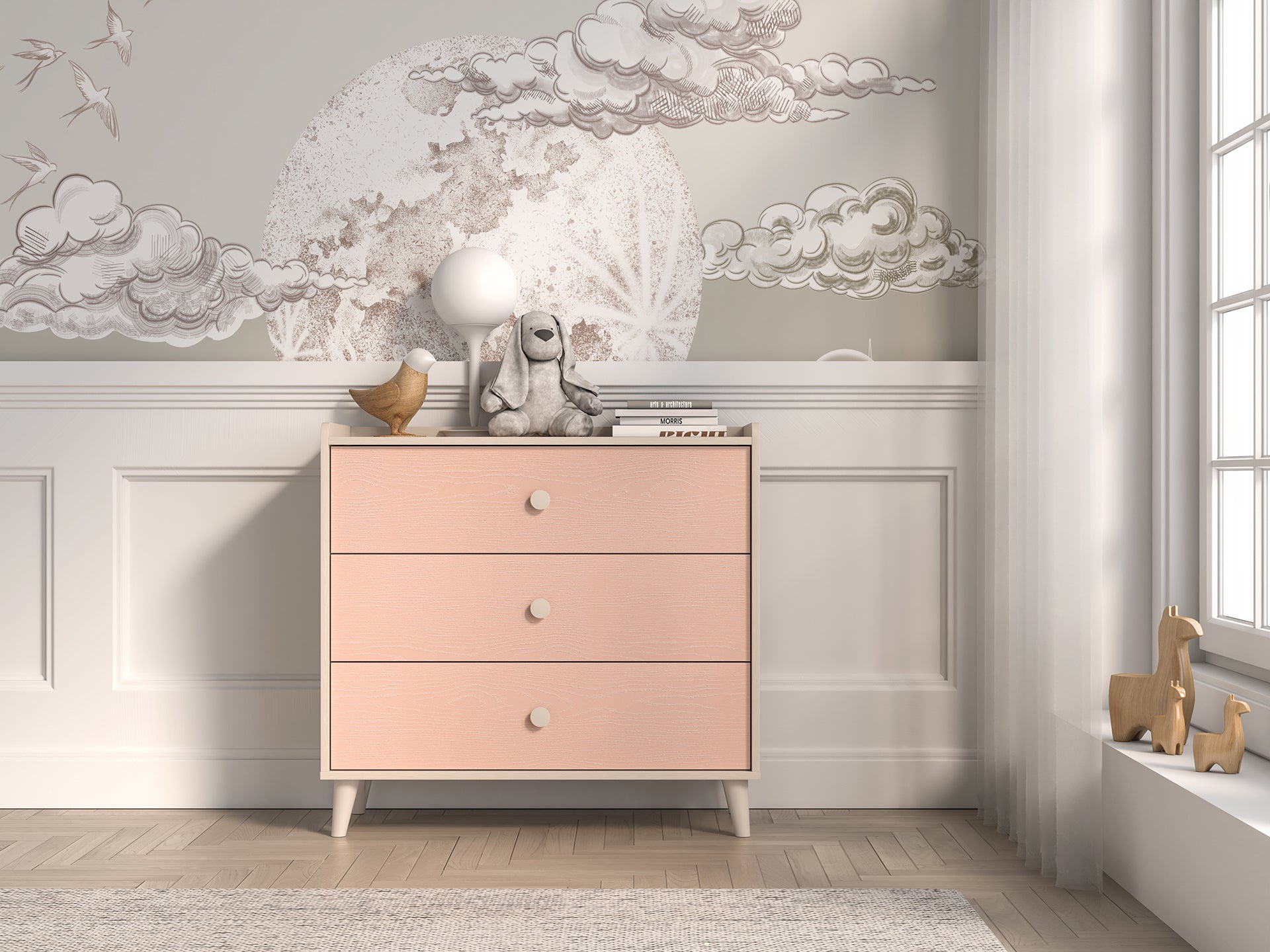 Buffet moderne en panneaux laminés avec finition résistante et élégante