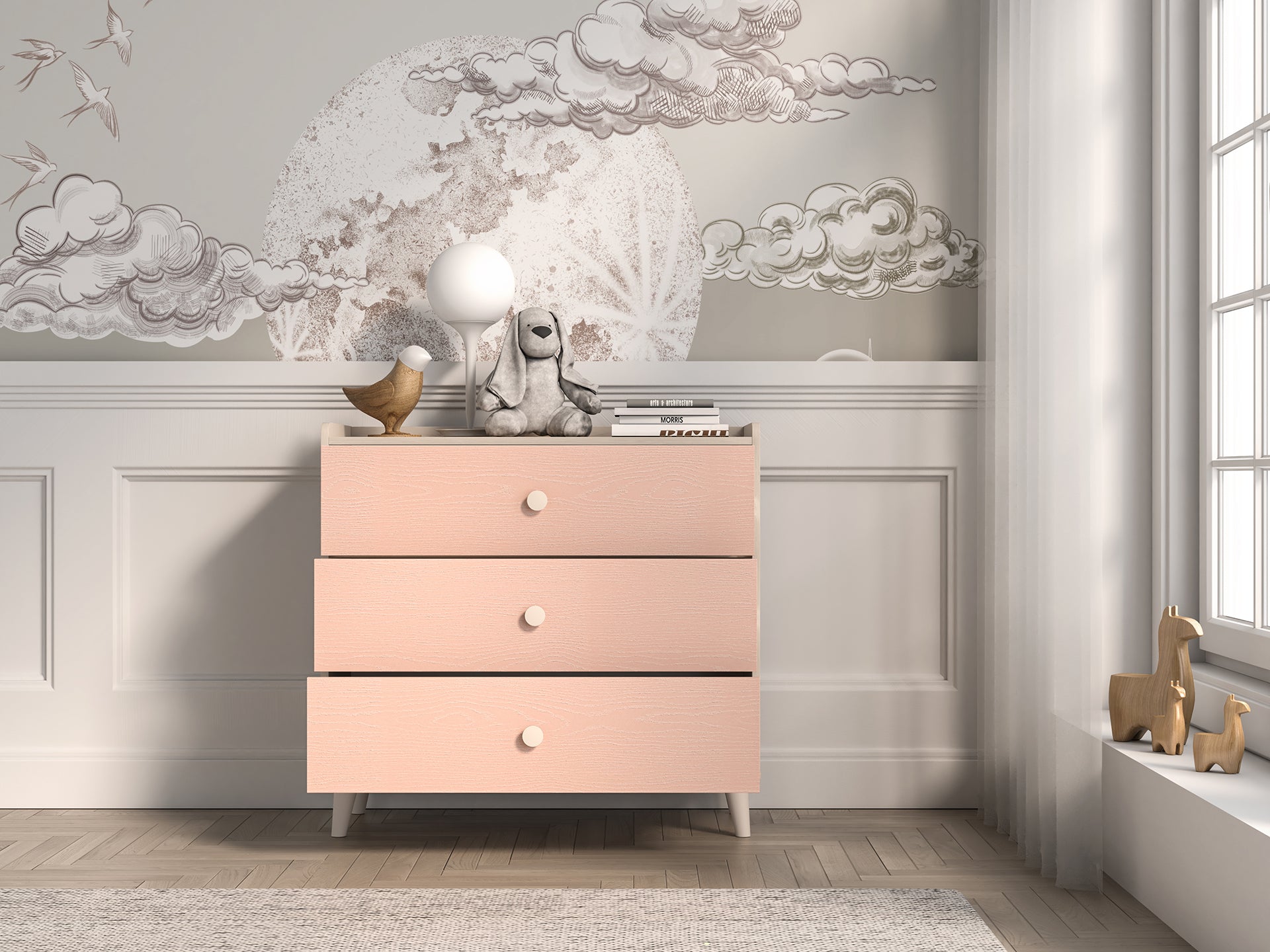 Buffet moderne en panneaux laminés avec finition résistante et élégante