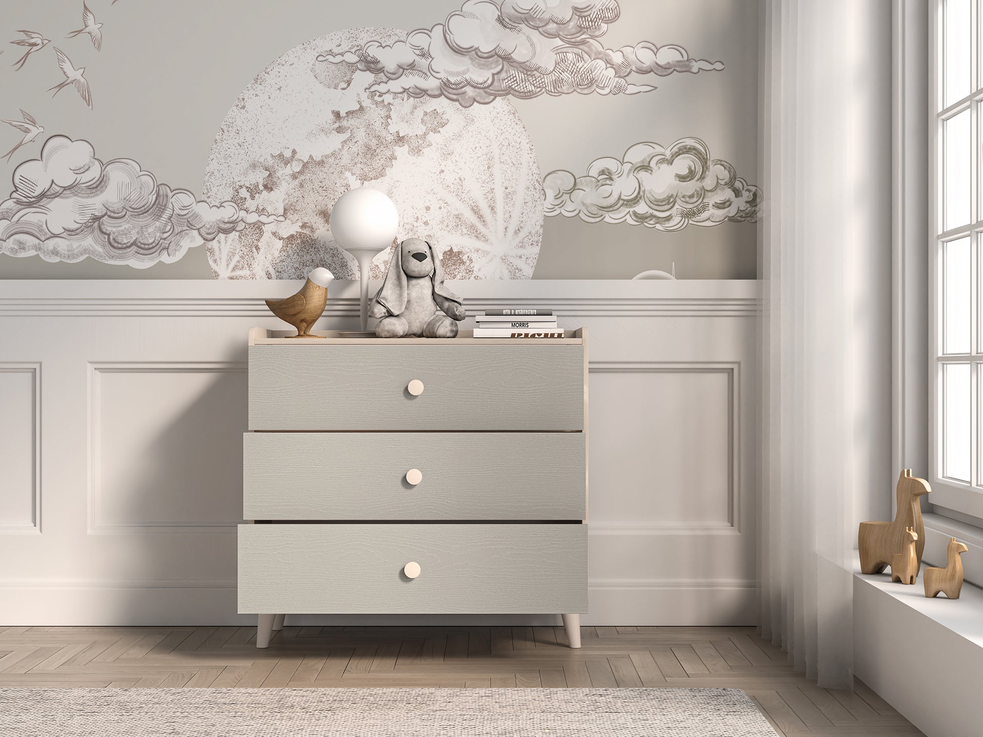 Buffet moderne en panneaux laminés avec finition résistante et élégante