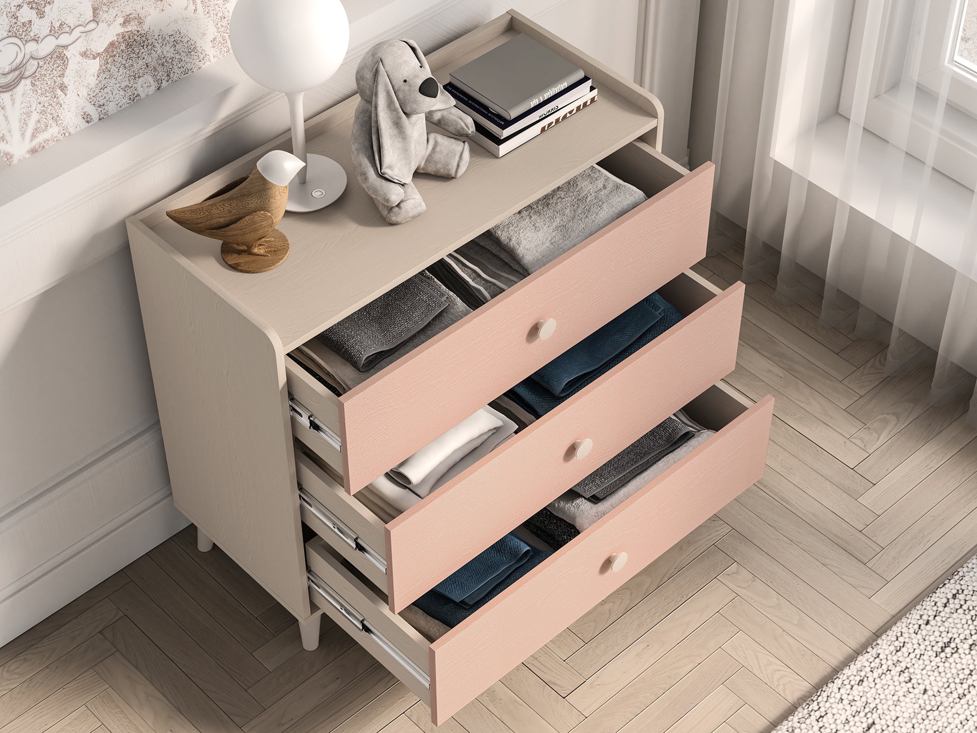 Buffet moderne en panneaux laminés avec finition résistante et élégante