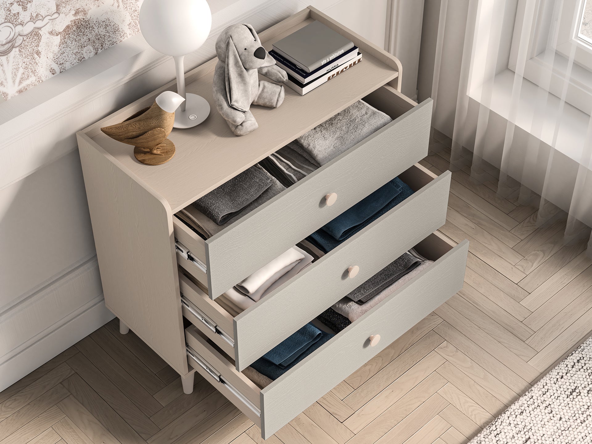 Buffet moderne en panneaux laminés avec finition résistante et élégante