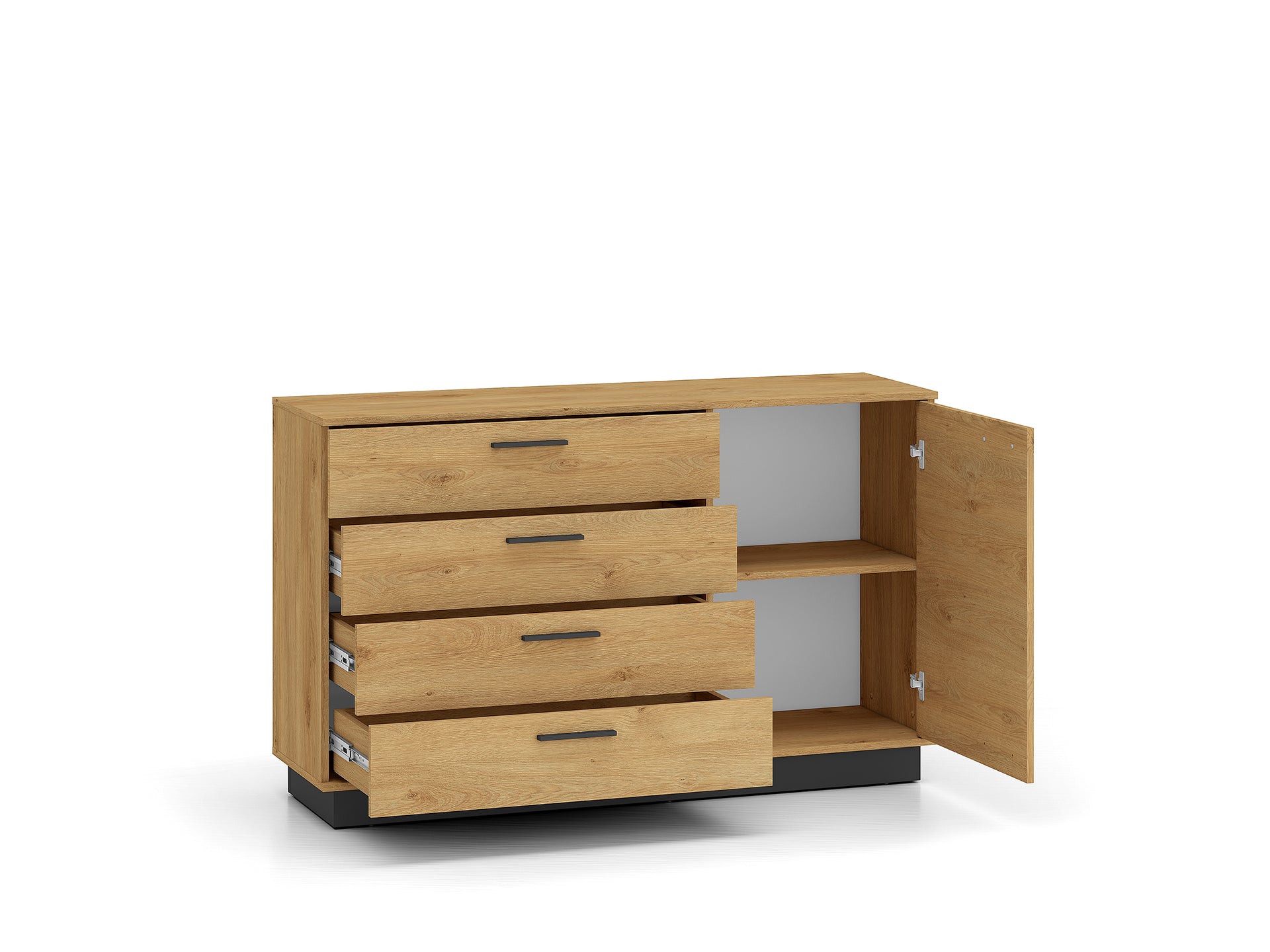Ensemble Salon – Collection MORENO - 4 Pieces - Meubles Modernes en Chêne avec Base Noire