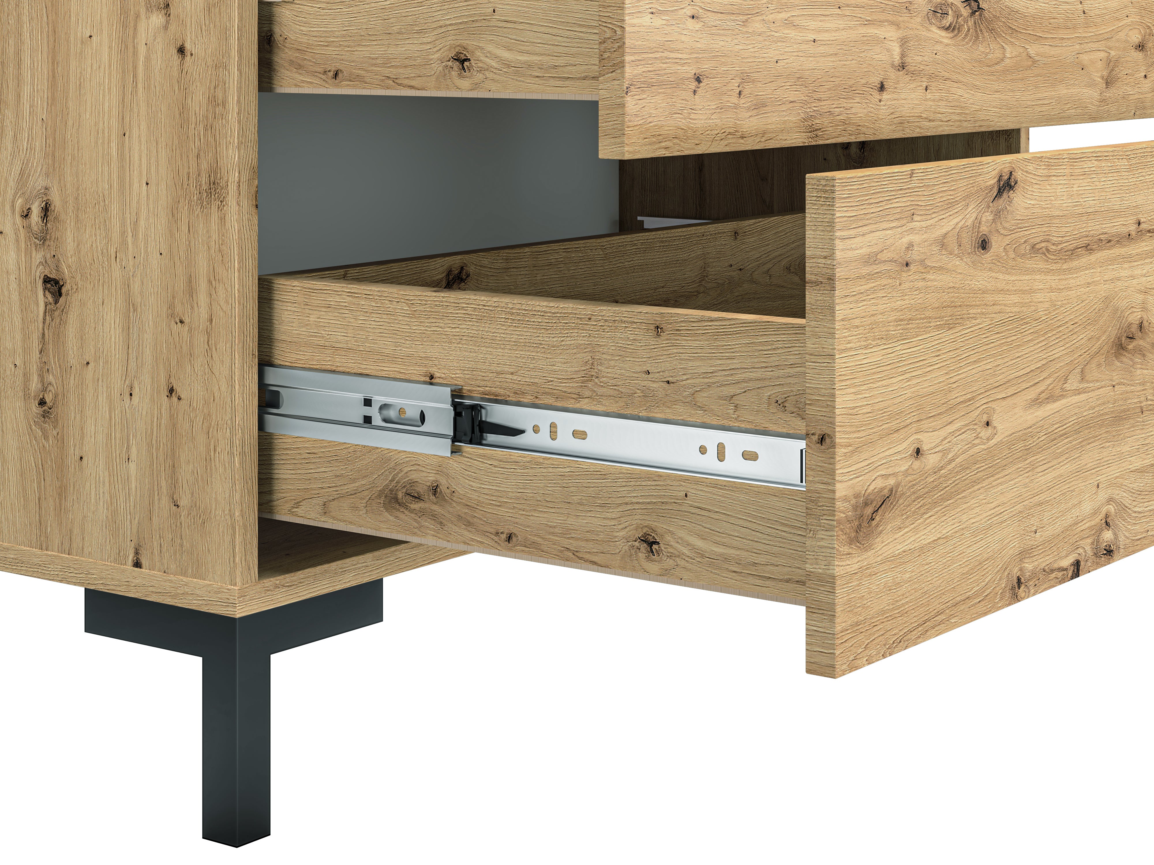 Buffet en Chêne Artisanal avec Bordure ABS – Élégance et Praticité pour Votre Espace