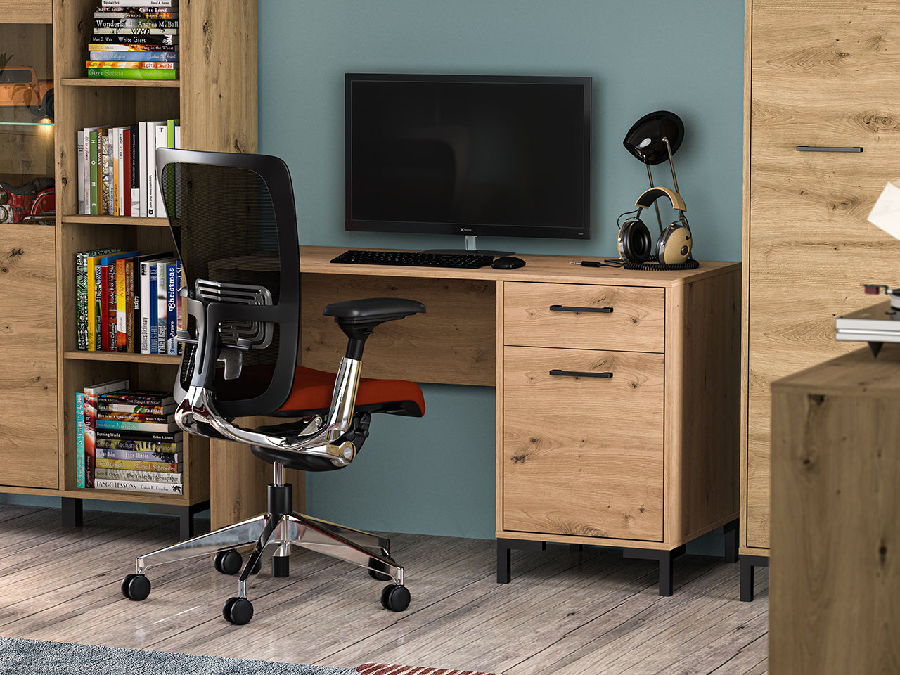 Bureau en Chêne Artisanal avec Bordure ABS - Résistant aux Rayures et Humidité, Design Moderne et Fonctionnel