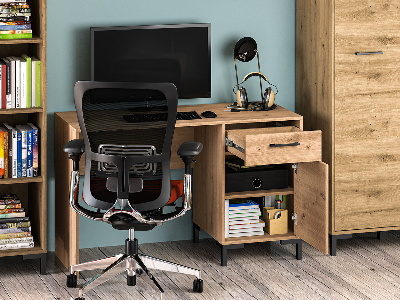 Bureau en Chêne Artisanal avec Bordure ABS - Résistant aux Rayures et Humidité, Design Moderne et Fonctionnel