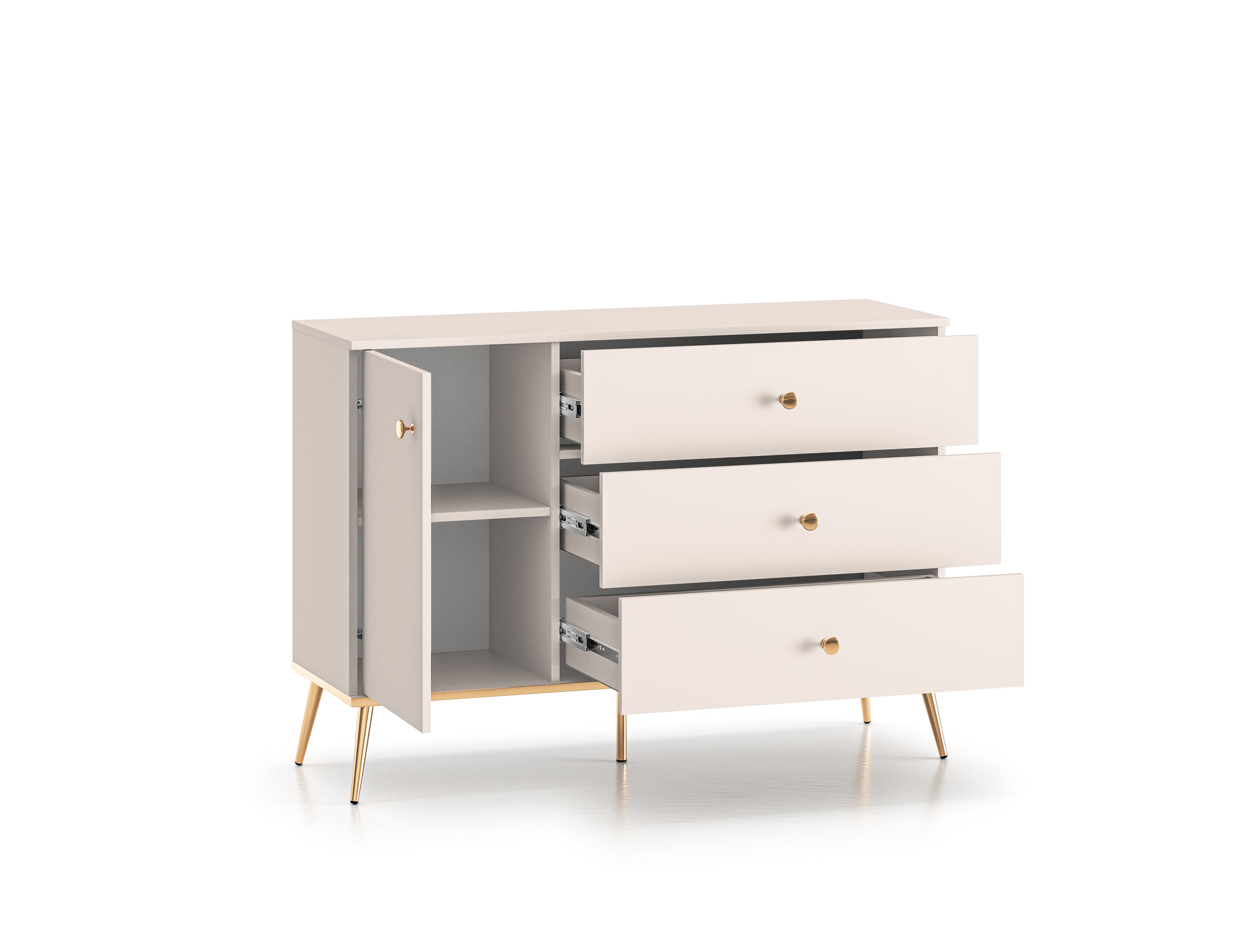 Commode - Design Cachemire avec Tiroirs Profonds et Pieds Dorés