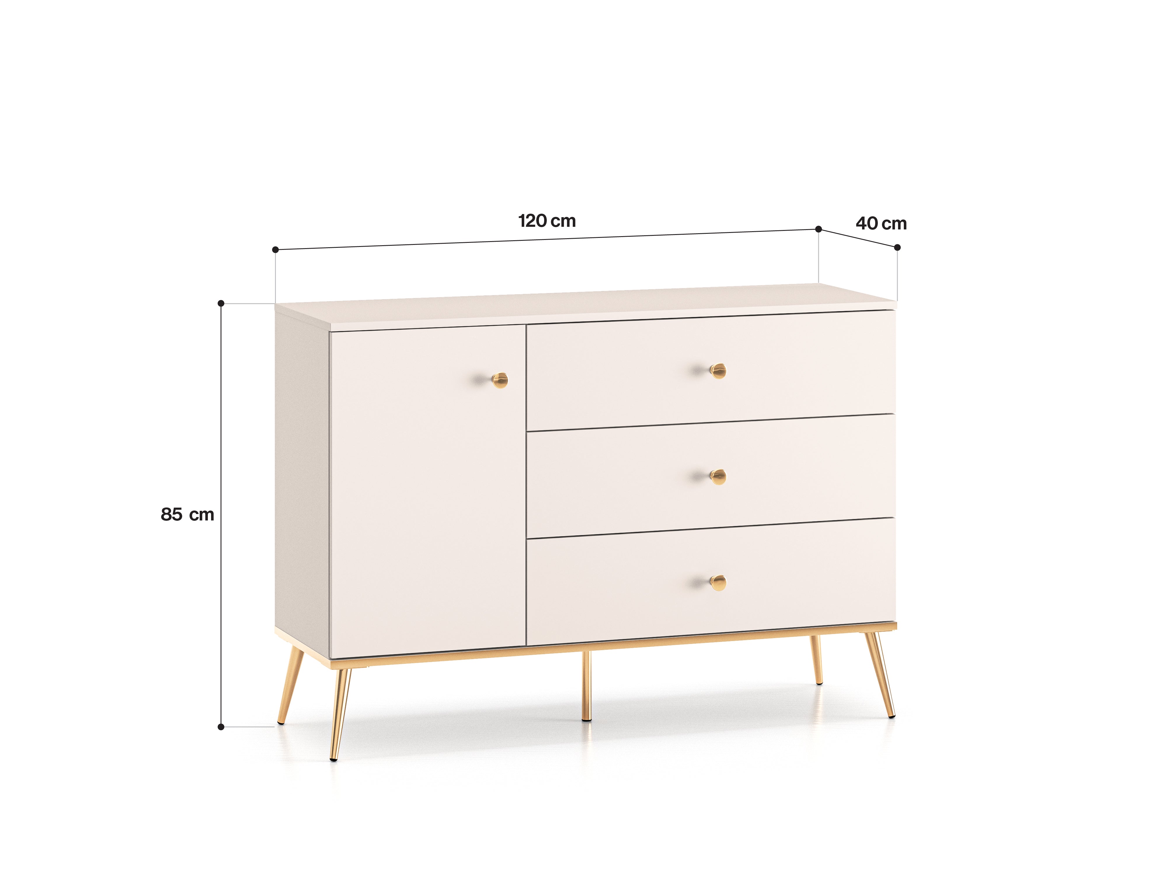 Commode - Design Cachemire avec Tiroirs Profonds et Pieds Dorés