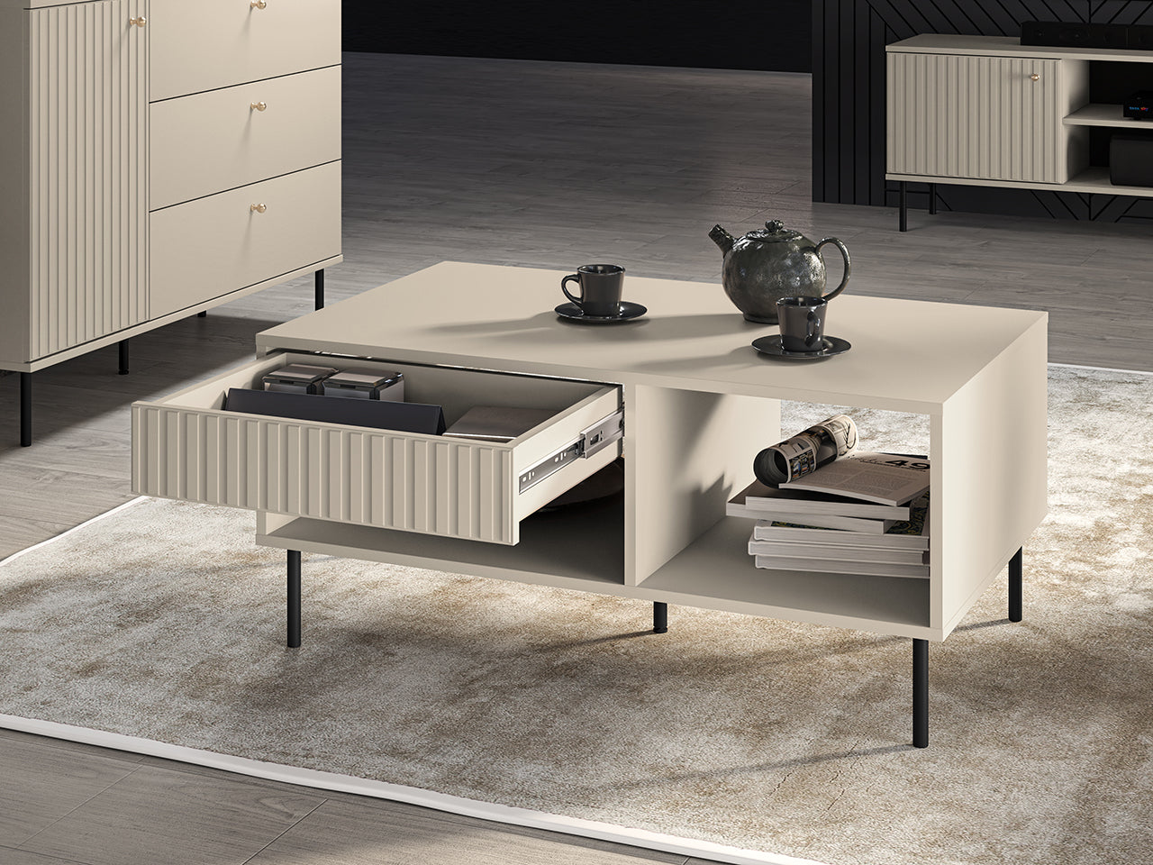 Ensemble Salon - Collection - Sofina – 4 Pièces - Élégance Cachemire et Design Contemporain