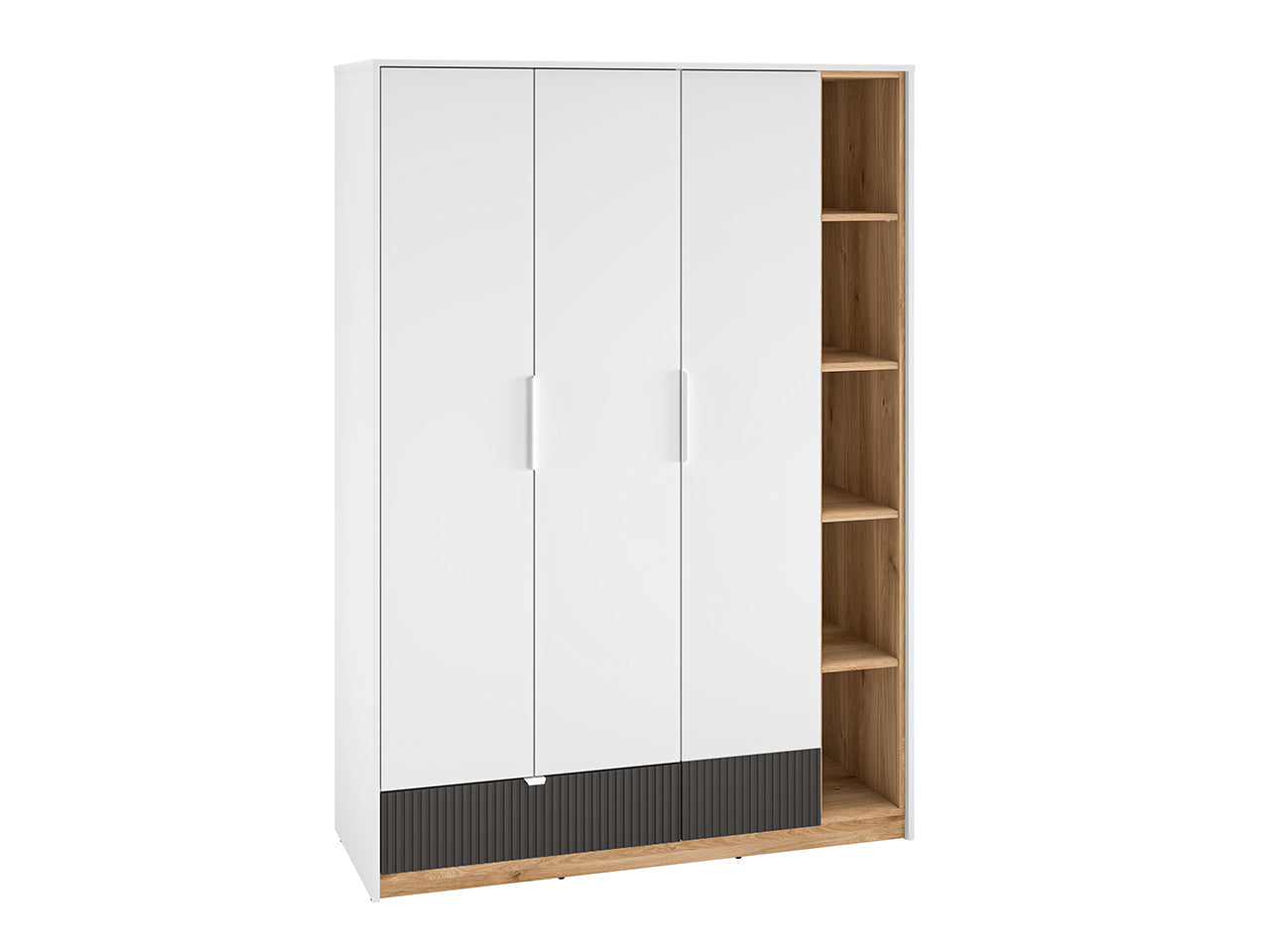 Garde-Robe Moderne avec Bordure ABS - Grande Capacité, Extension Complète et Design Élégant en Blanc et Chêne Castello