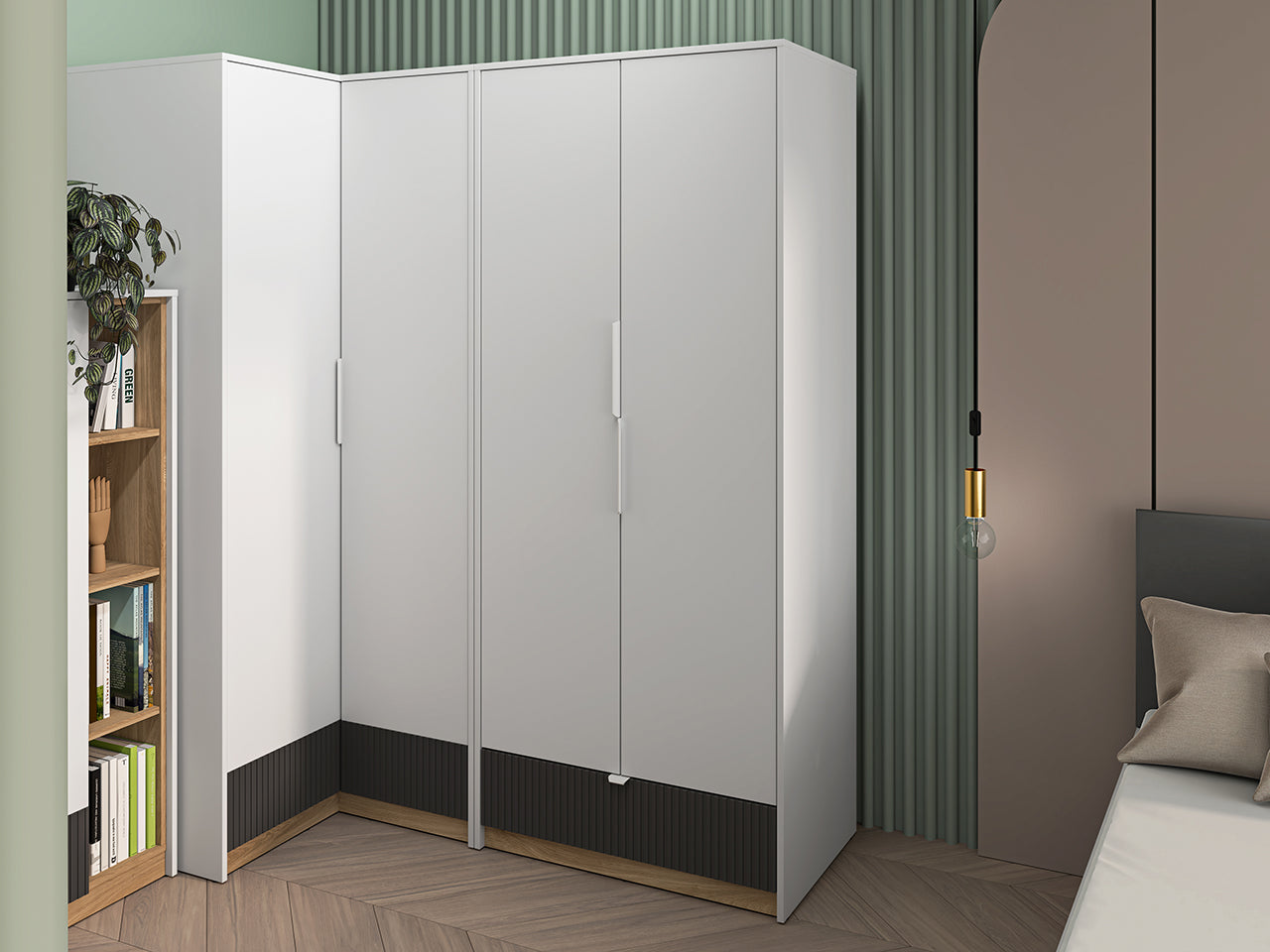Garde-Robe Moderne en Blanc et Chêne Castello - Panneau Laminé Résistant aux Rayures et à l'Humidité, Capacité de Tiroir Optimisée