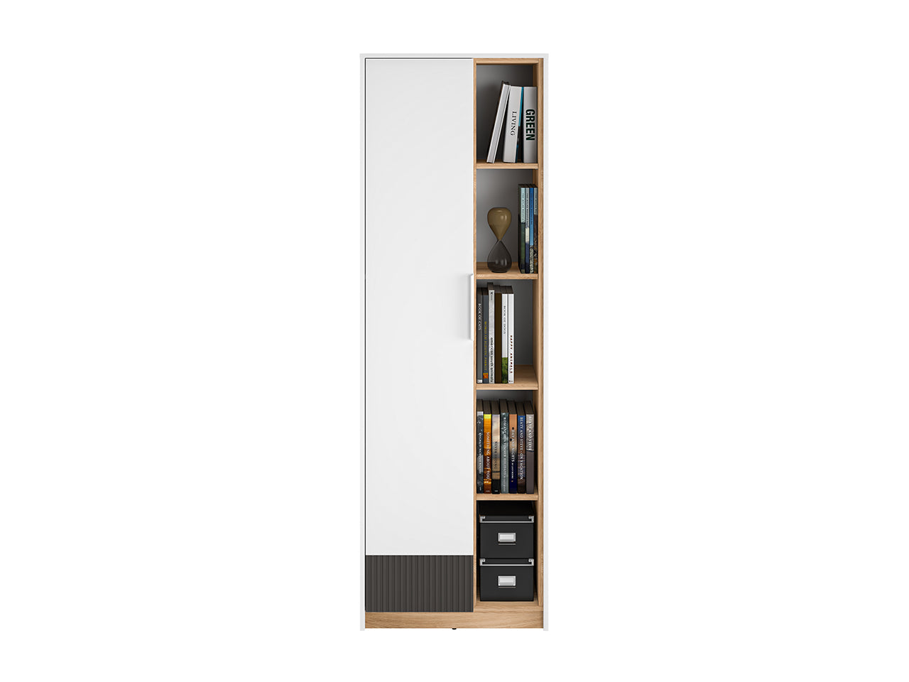 Garde-Robe Moderne en Blanc et Chêne Castello avec MDF Graphite Mat – Durabilité et Design Élégant