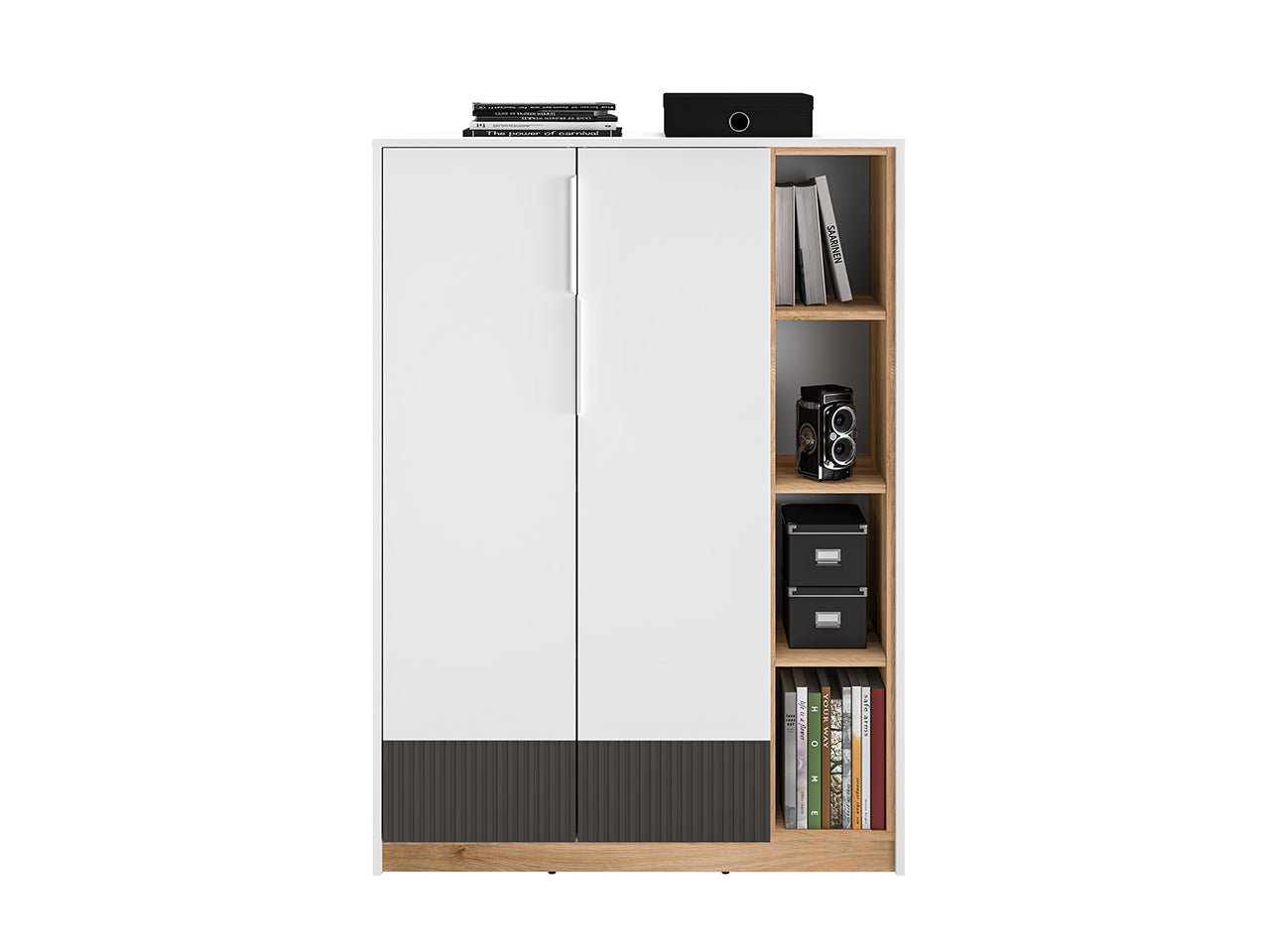 Buffet Moderne Blanc, Graphite Mat & Chêne Castello – Élégance et Résistance