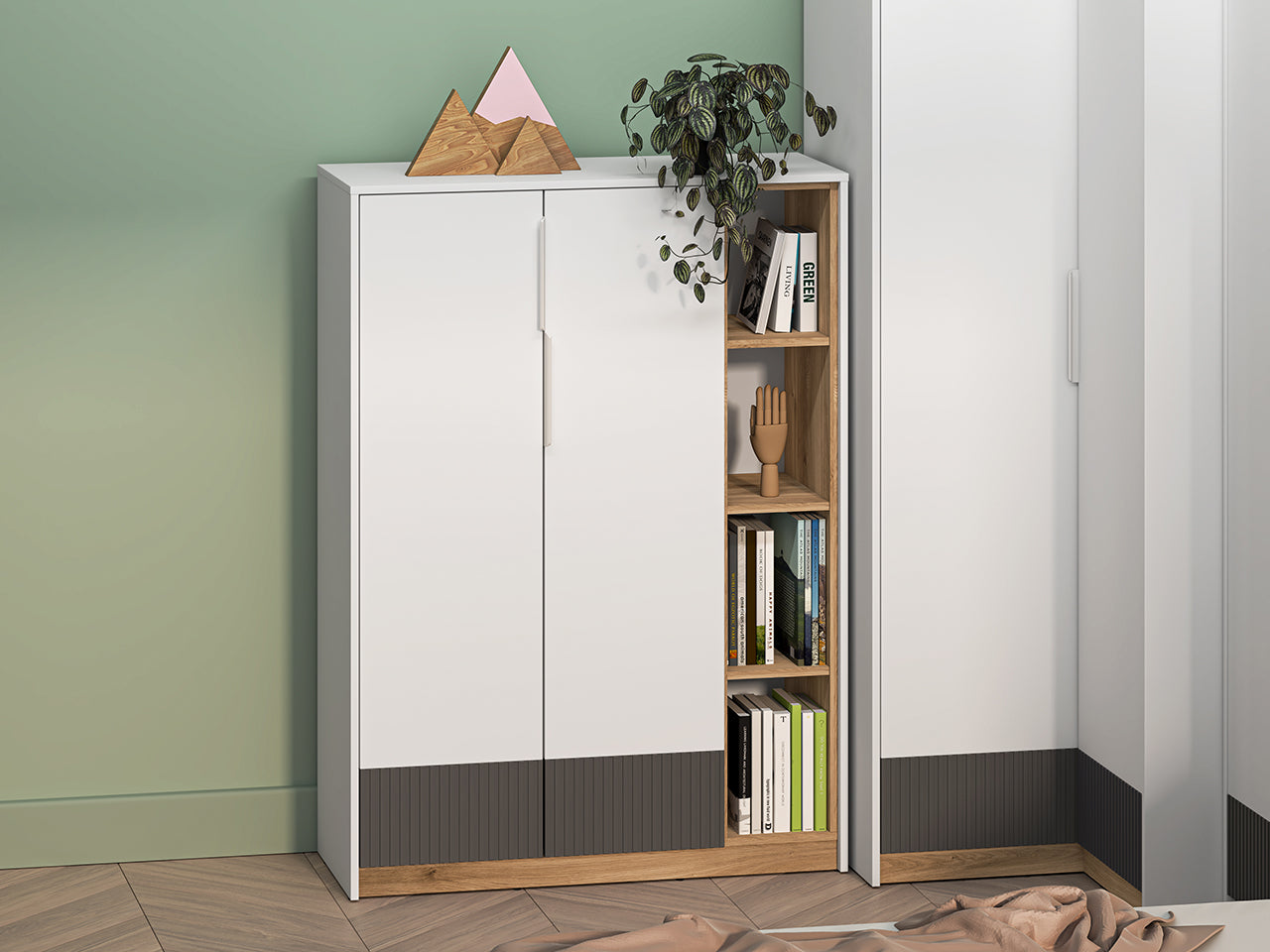 Buffet Moderne Blanc, Graphite Mat & Chêne Castello – Élégance et Résistance