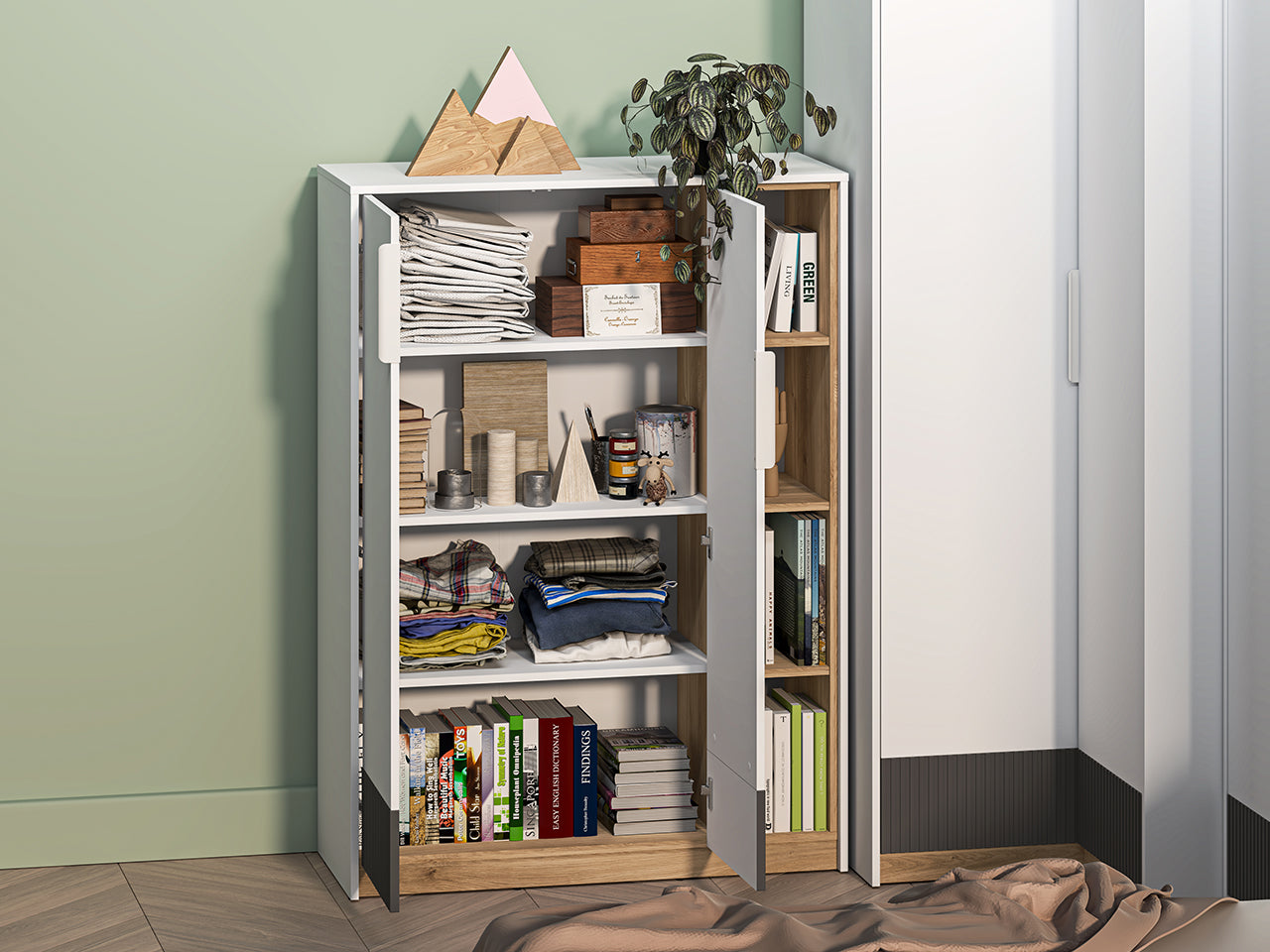 Buffet Moderne Blanc, Graphite Mat & Chêne Castello – Élégance et Résistance