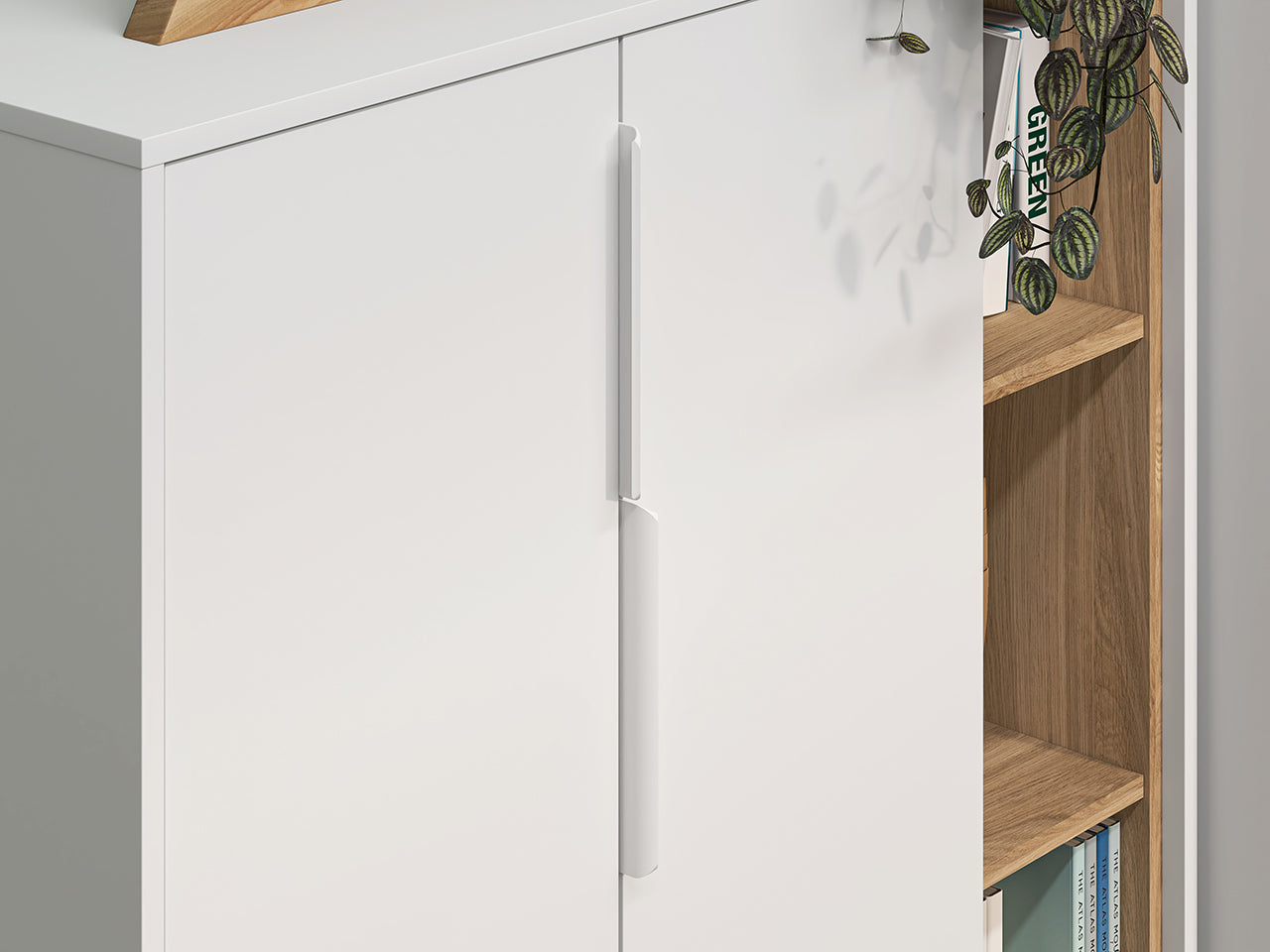 Buffet Moderne Blanc, Graphite Mat & Chêne Castello – Élégance et Résistance
