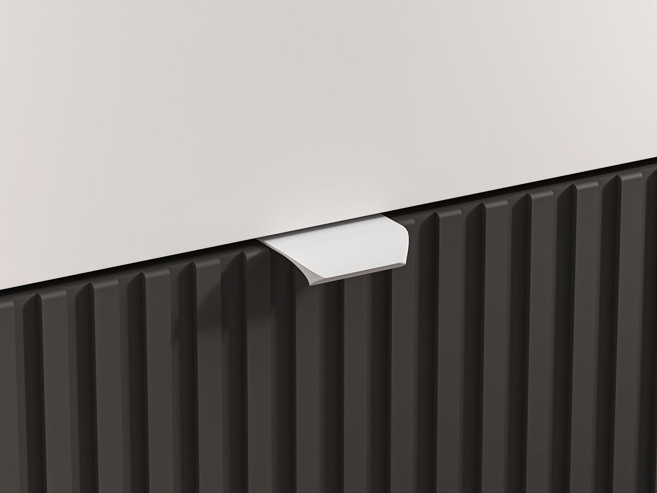 Commode Compacte avec Tiroirs à Extension Complète – Blanc, Graphite Mat & Chêne Castello