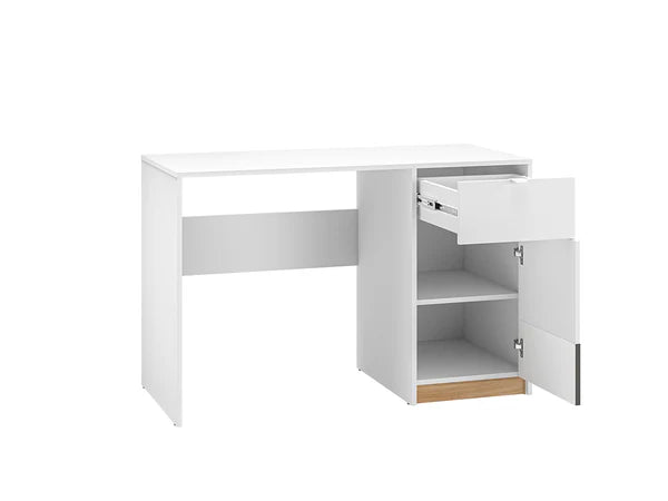 Ensemble Chambre à Coucher TORIO – 6 pièces - Blanc, Graphite Mat & Chêne Castello