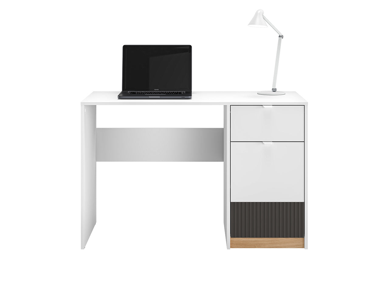 Bureau Design avec Finition Bicolore – Blanc, Graphite Mat & Chêne Castello