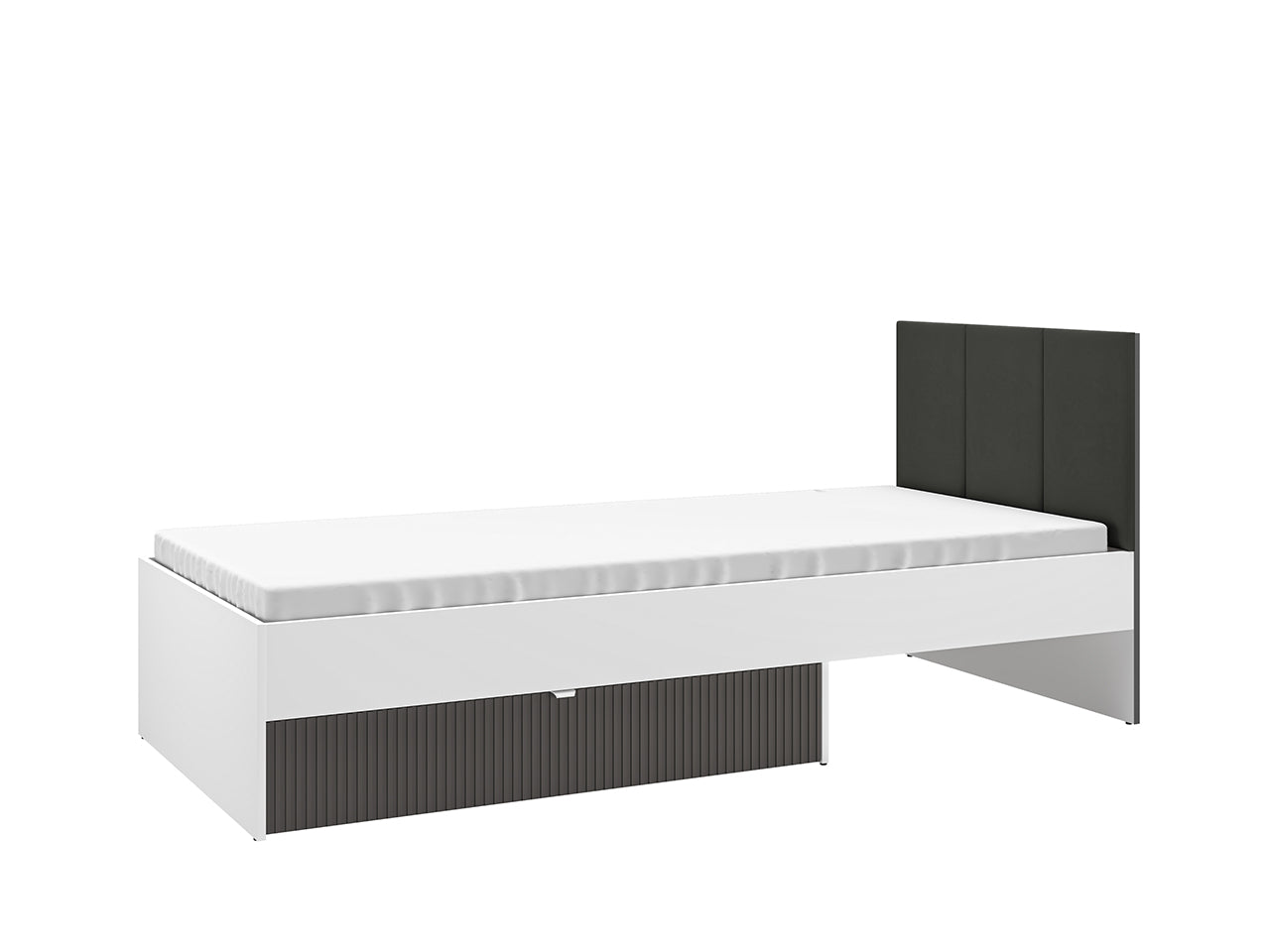 Lit Moderne avec Finition Graphite Mat & Blanc – 90x207 cm