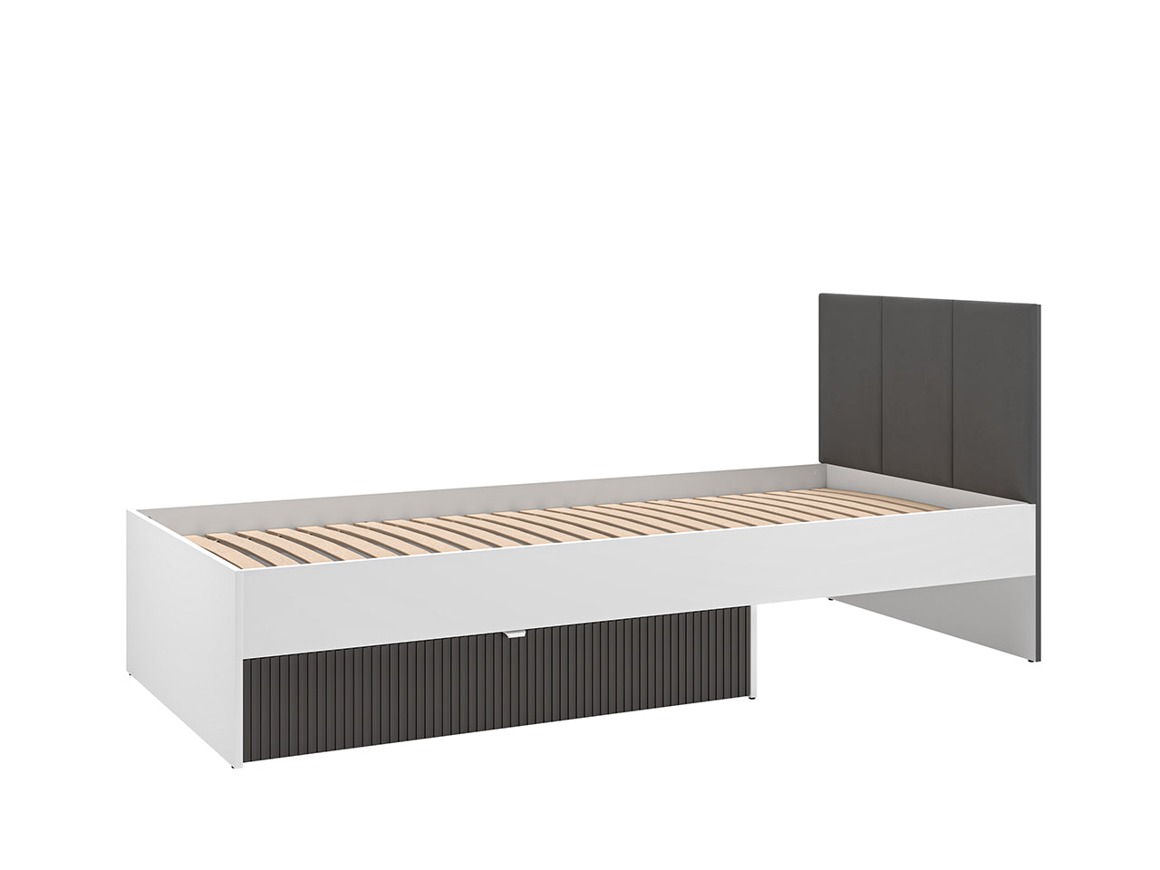 Lit Moderne avec Finition Graphite Mat & Blanc – 90x207 cm