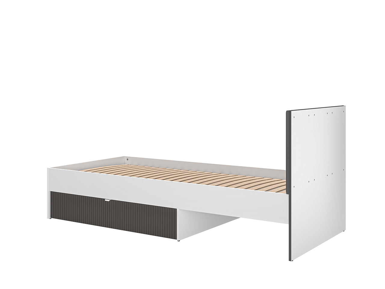 Lit Moderne avec Finition Graphite Mat & Blanc – 90x207 cm