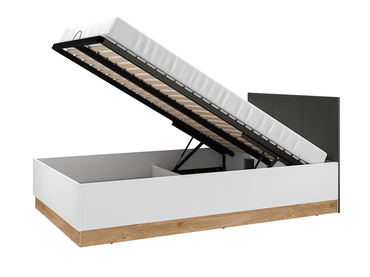 Lit Chambre Adulte avec Cadre – Design Blanc et Bois Chêne