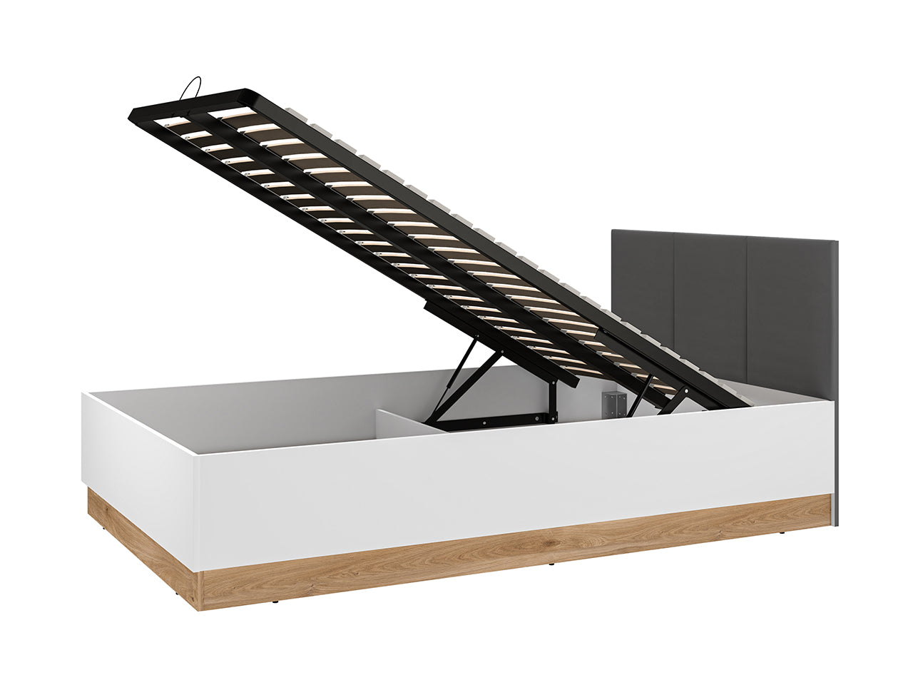Lit Chambre Adulte avec Cadre – Design Blanc et Bois Chêne