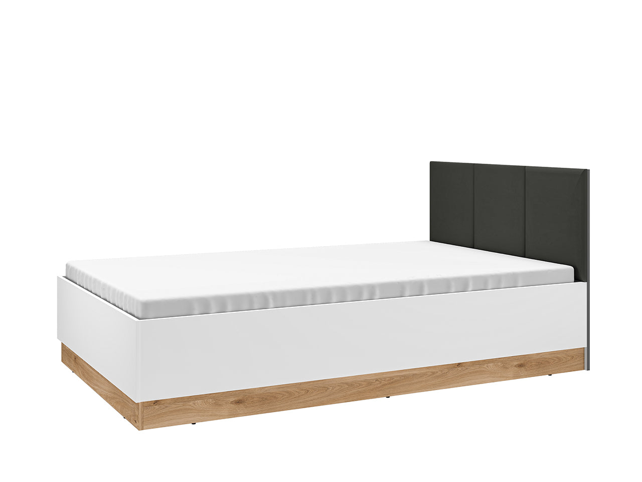 Lit Double Moderne avec Cadre Graphite et Blanc - MDF Haut de Gamme, Résistant aux Rayures et Humidité