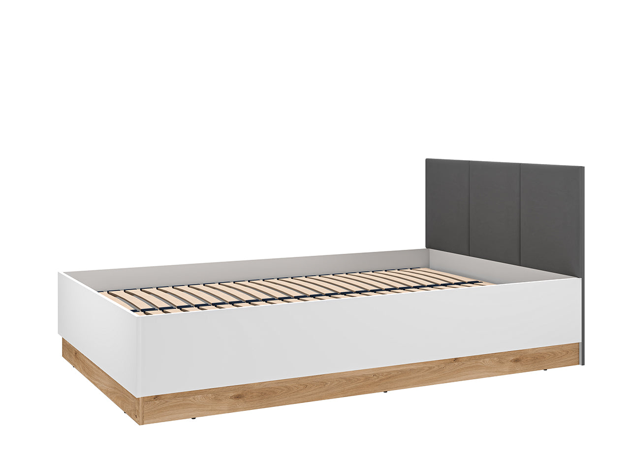 Lit Double Moderne avec Cadre Graphite et Blanc - MDF Haut de Gamme, Résistant aux Rayures et Humidité