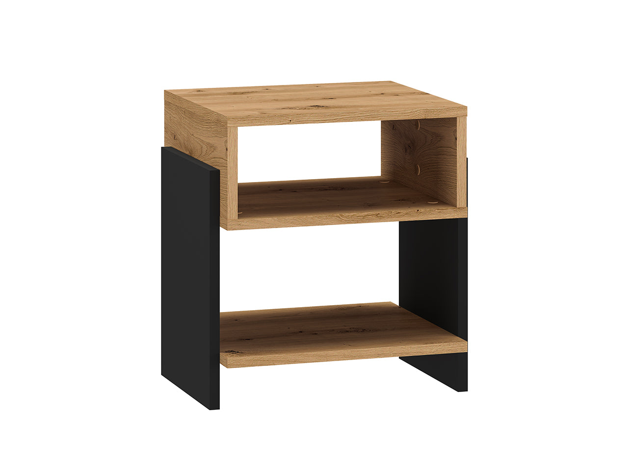 Table de chevet avec Bordure ABS - Résistance et Esthétique en Chêne Artisanal et Noir