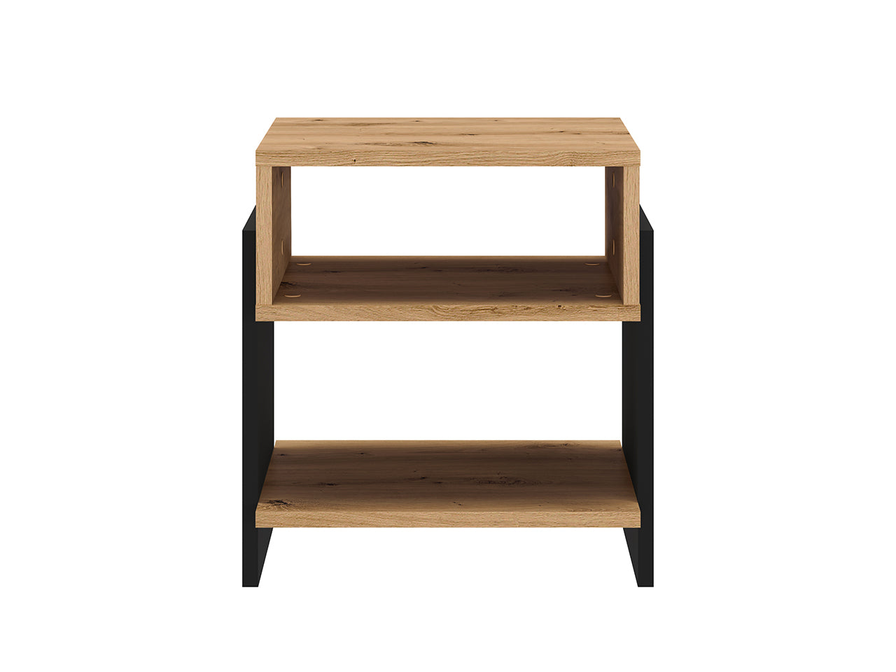 Table de chevet avec Bordure ABS - Résistance et Esthétique en Chêne Artisanal et Noir