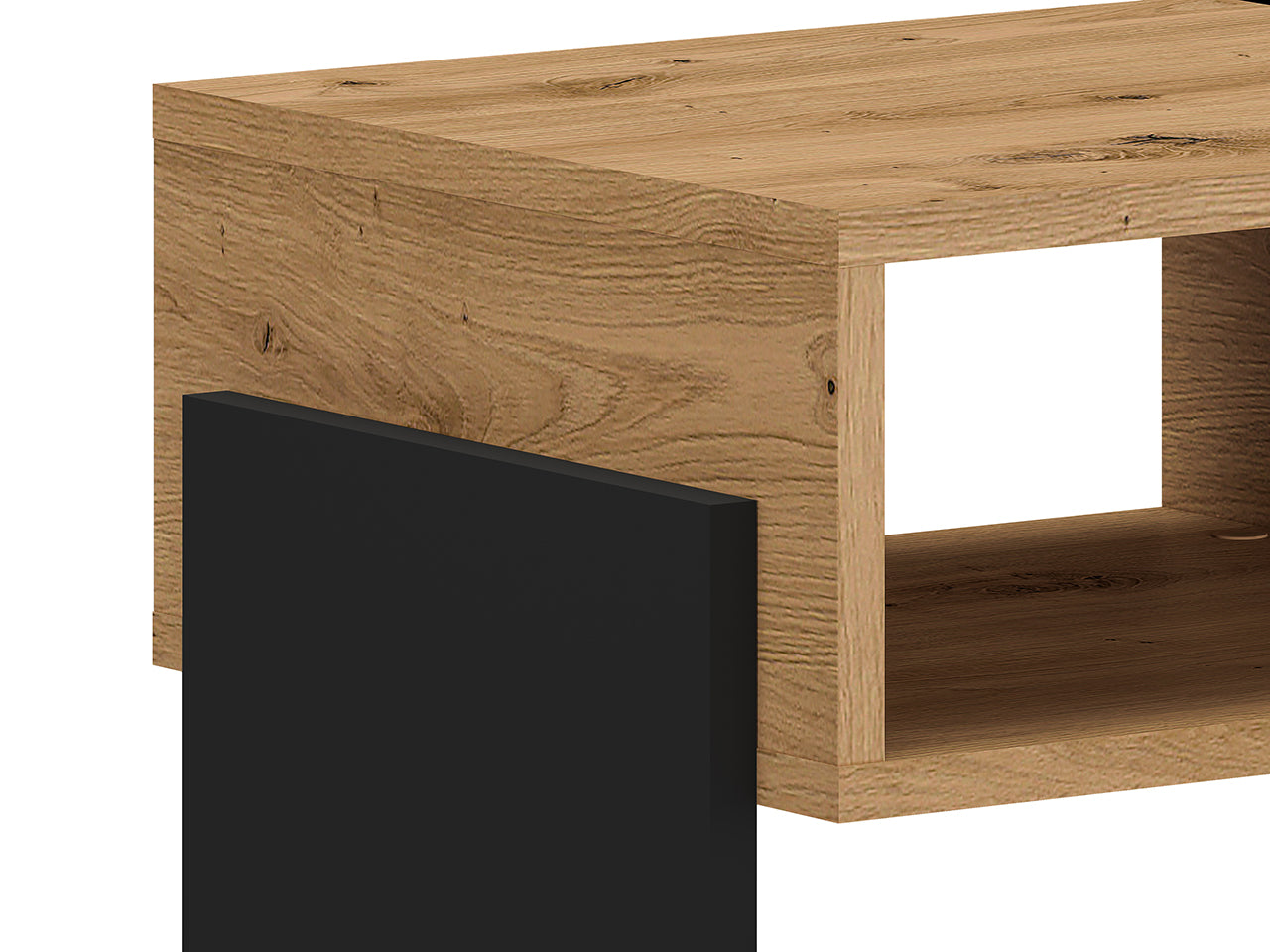 Table de chevet avec Bordure ABS - Résistance et Esthétique en Chêne Artisanal et Noir