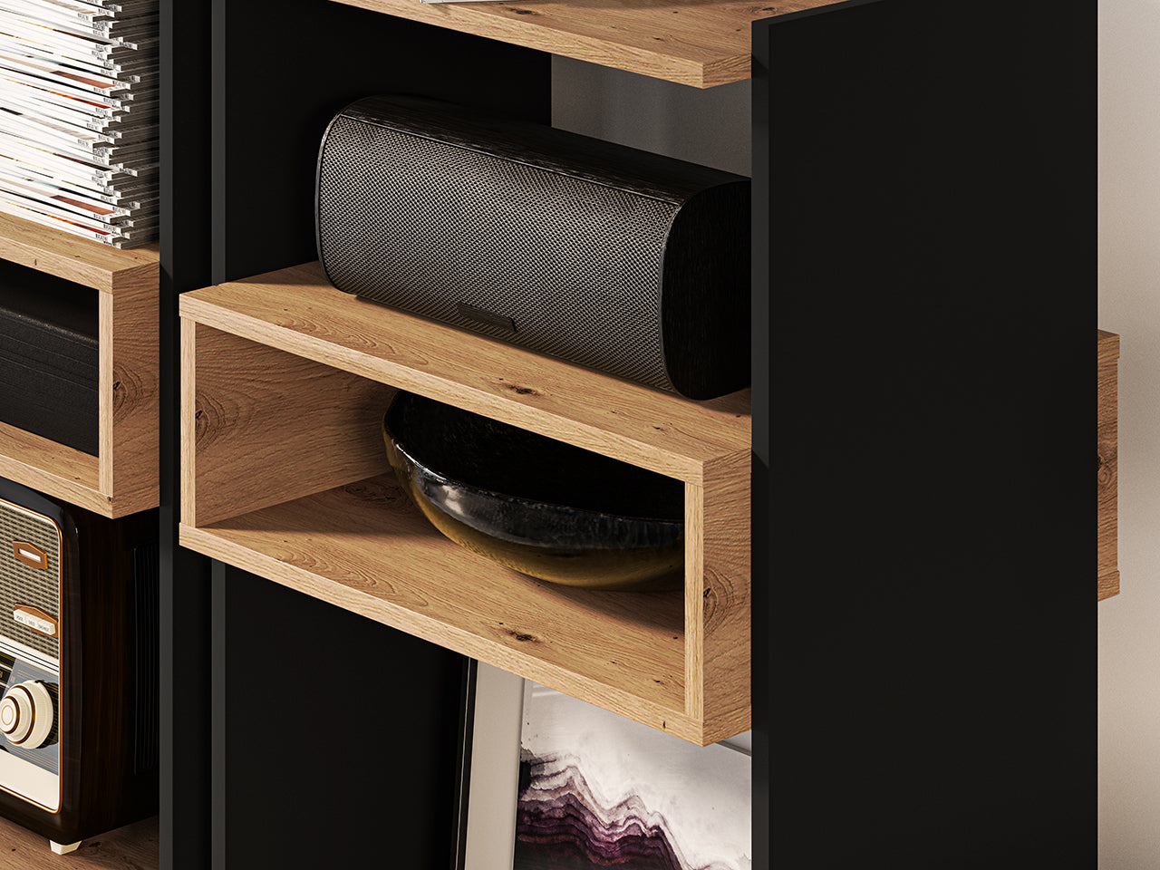 Étagère Design Chêne Artisanal + Noir - Élégance et Durabilité